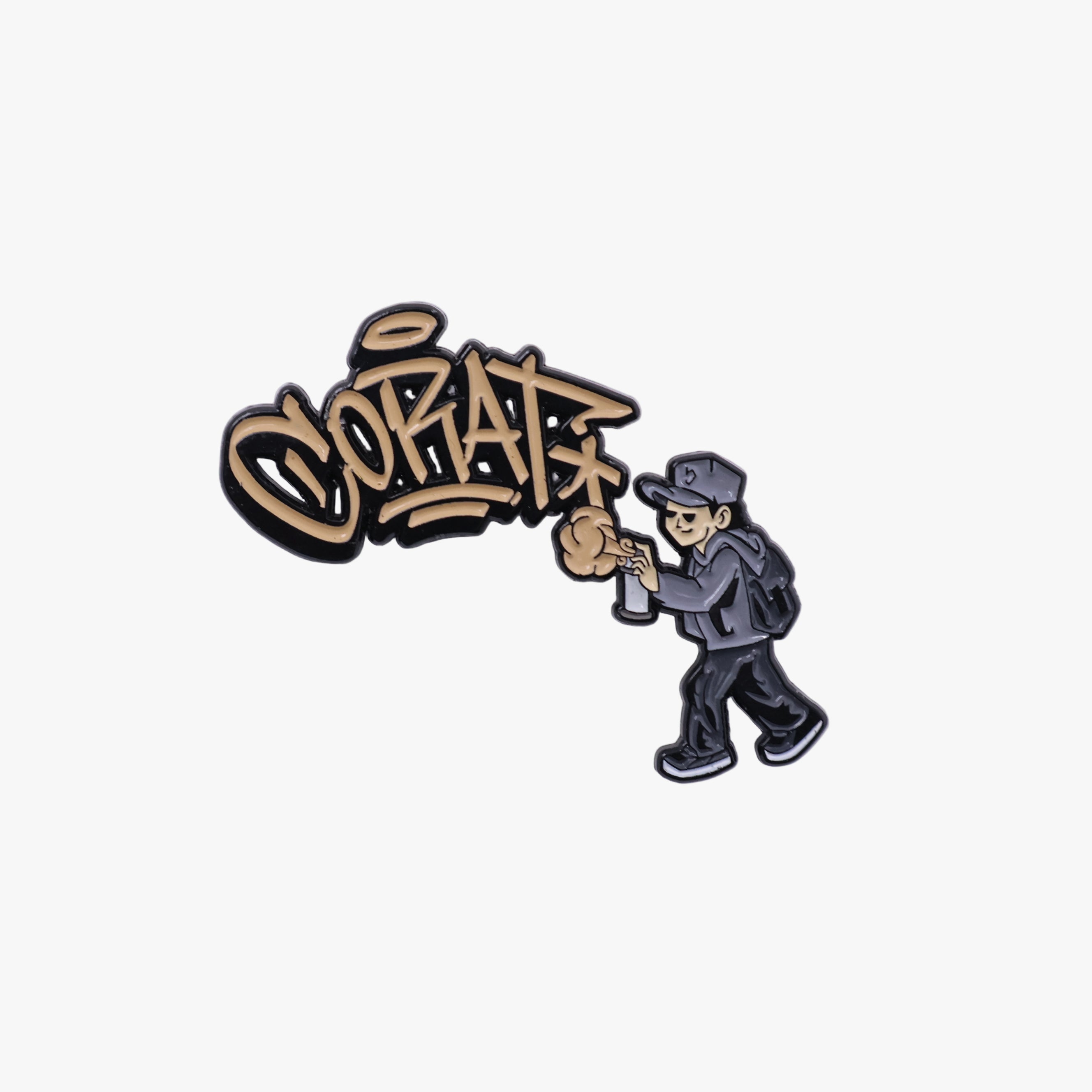 Corat Beige Graffiti Spray Graphic Pin