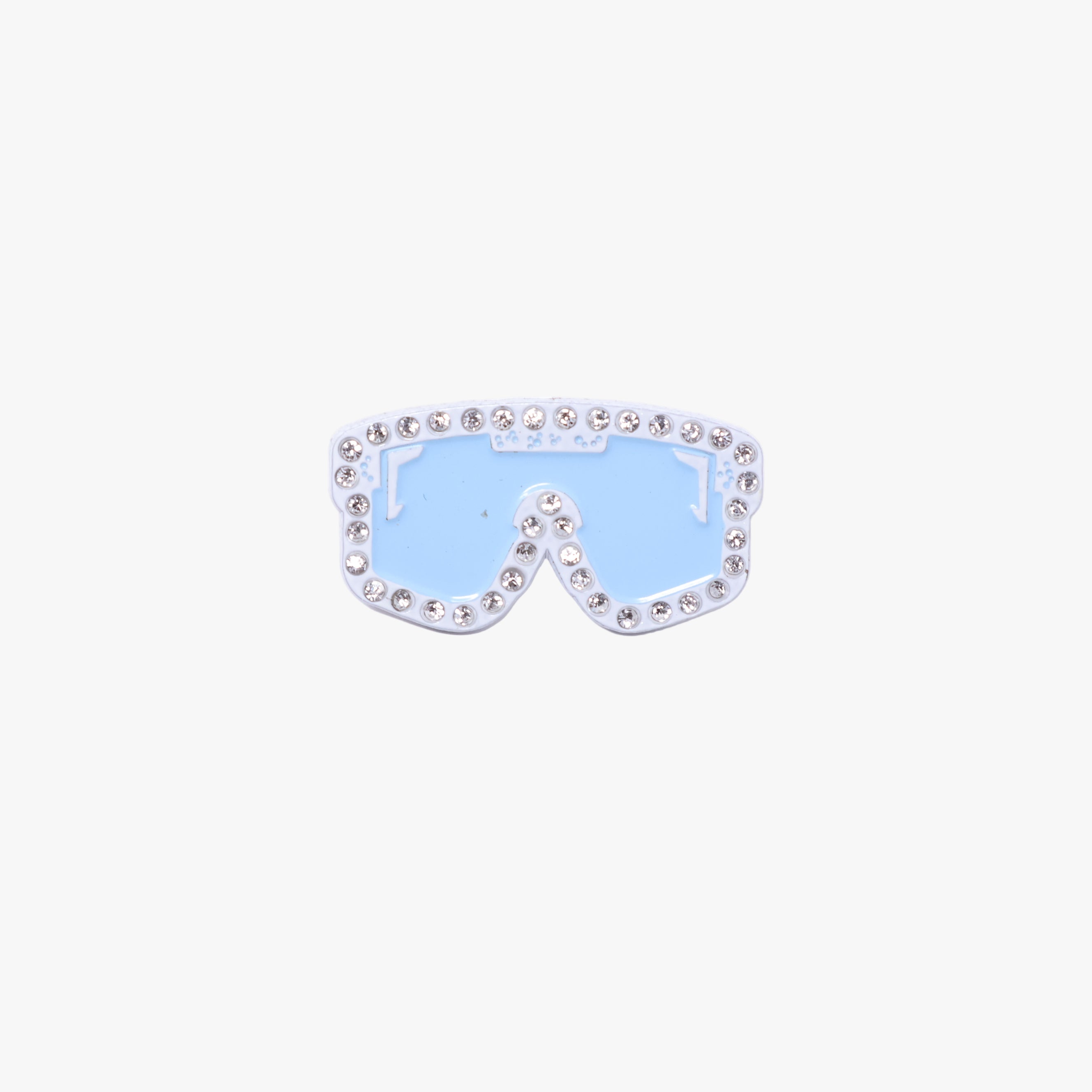 Conchis White Plating Rhinestone/Blue Sunglasses Visor Graphic Pin
