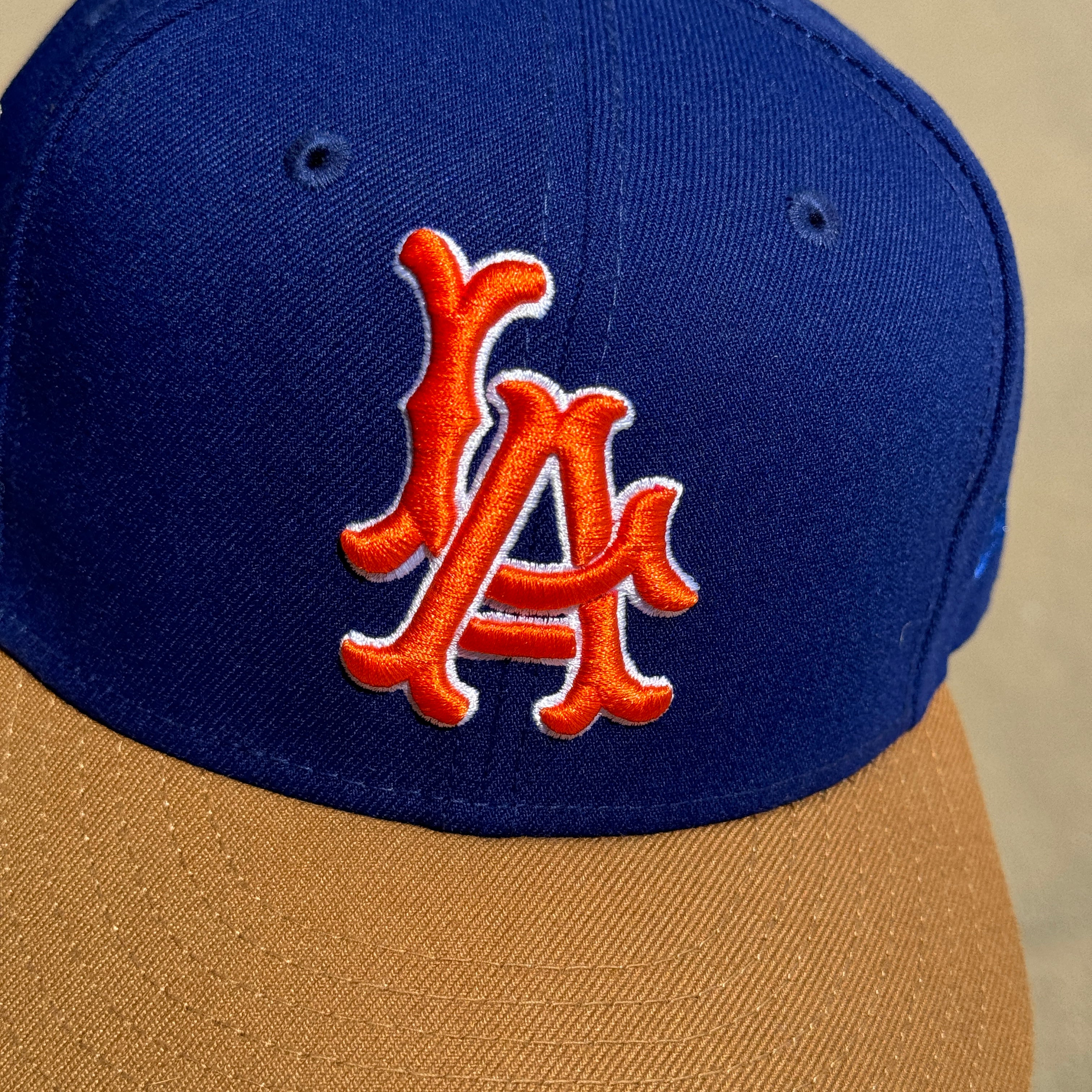 USED Blue Los Angeles Angels 50th Anniversary 59fifty New Era Fitted Hat Cap