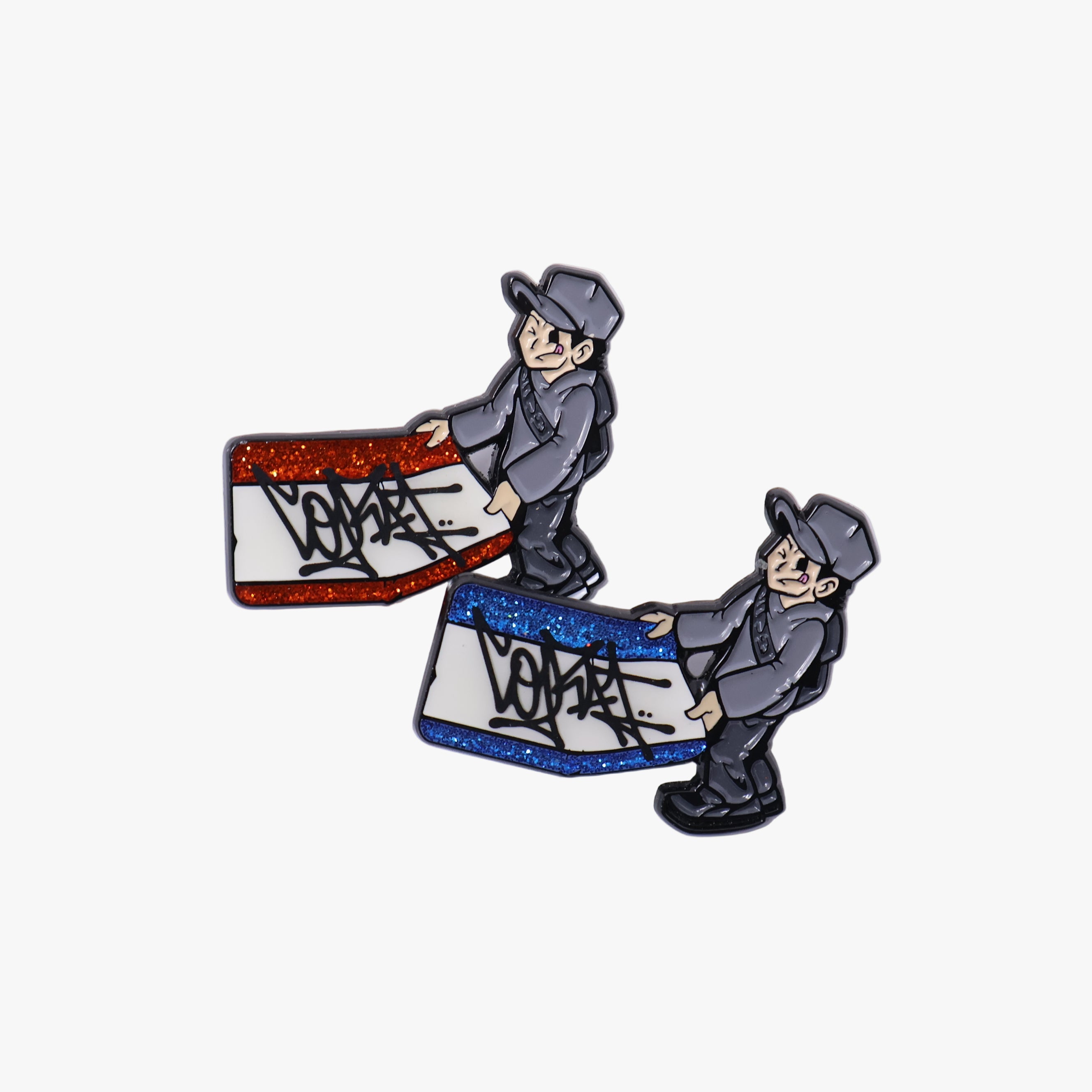 Corat Sign Graffiti Red/Blue Graphic Pin