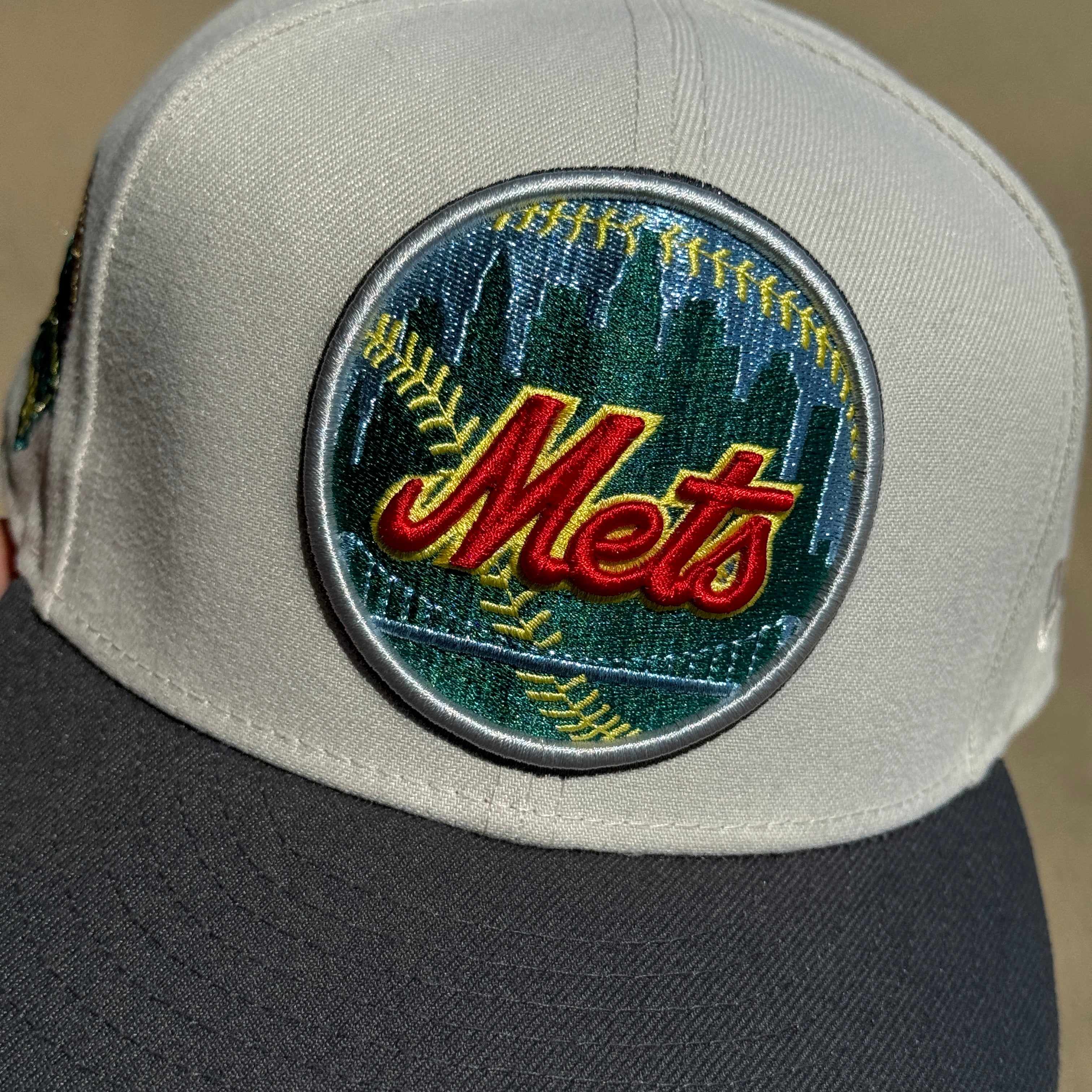 USED Stone New York Mets 50th Anniversary 59fifty New Era Fitted Hat Cap