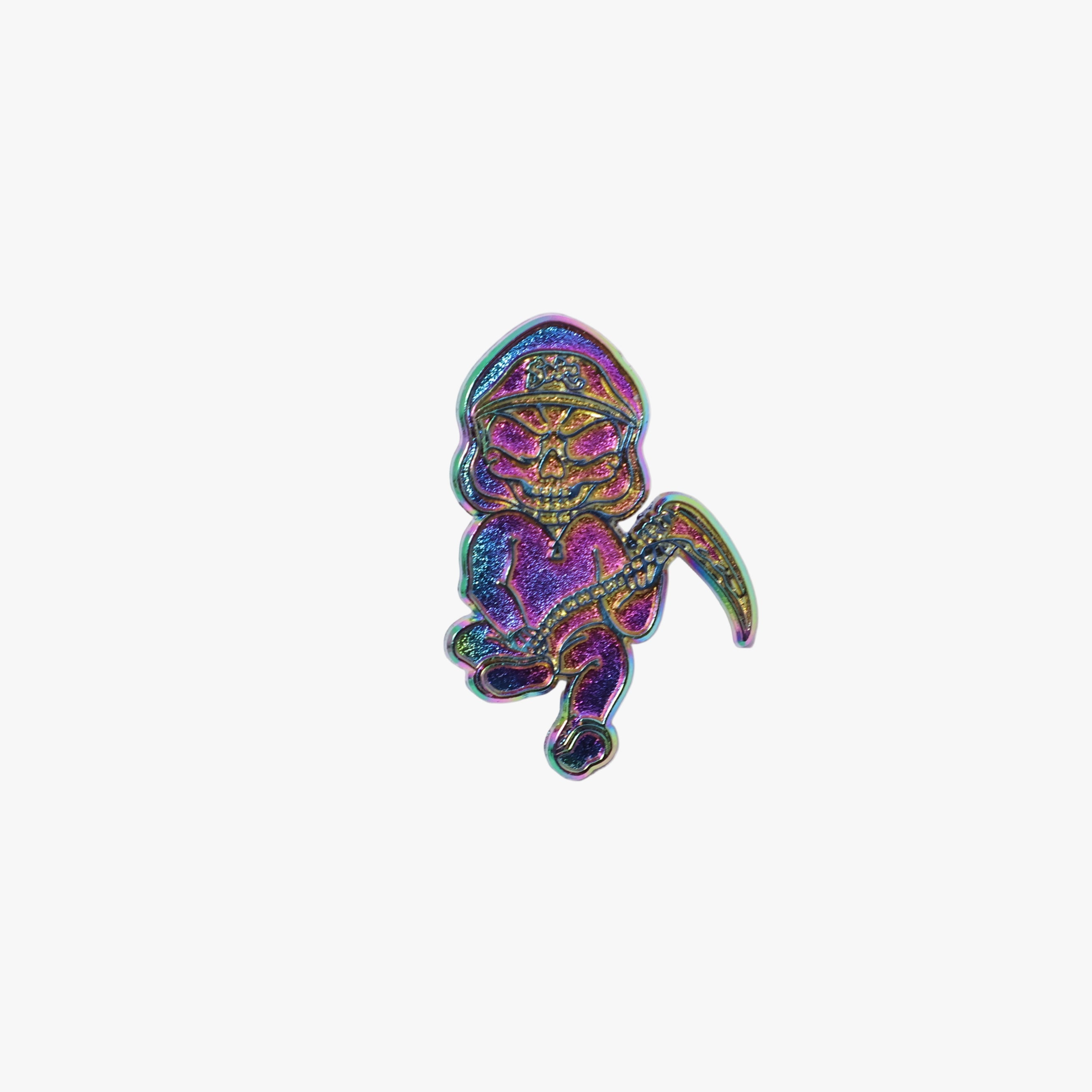 Irisdescent Grimreaper Skeleton Graphic Pin