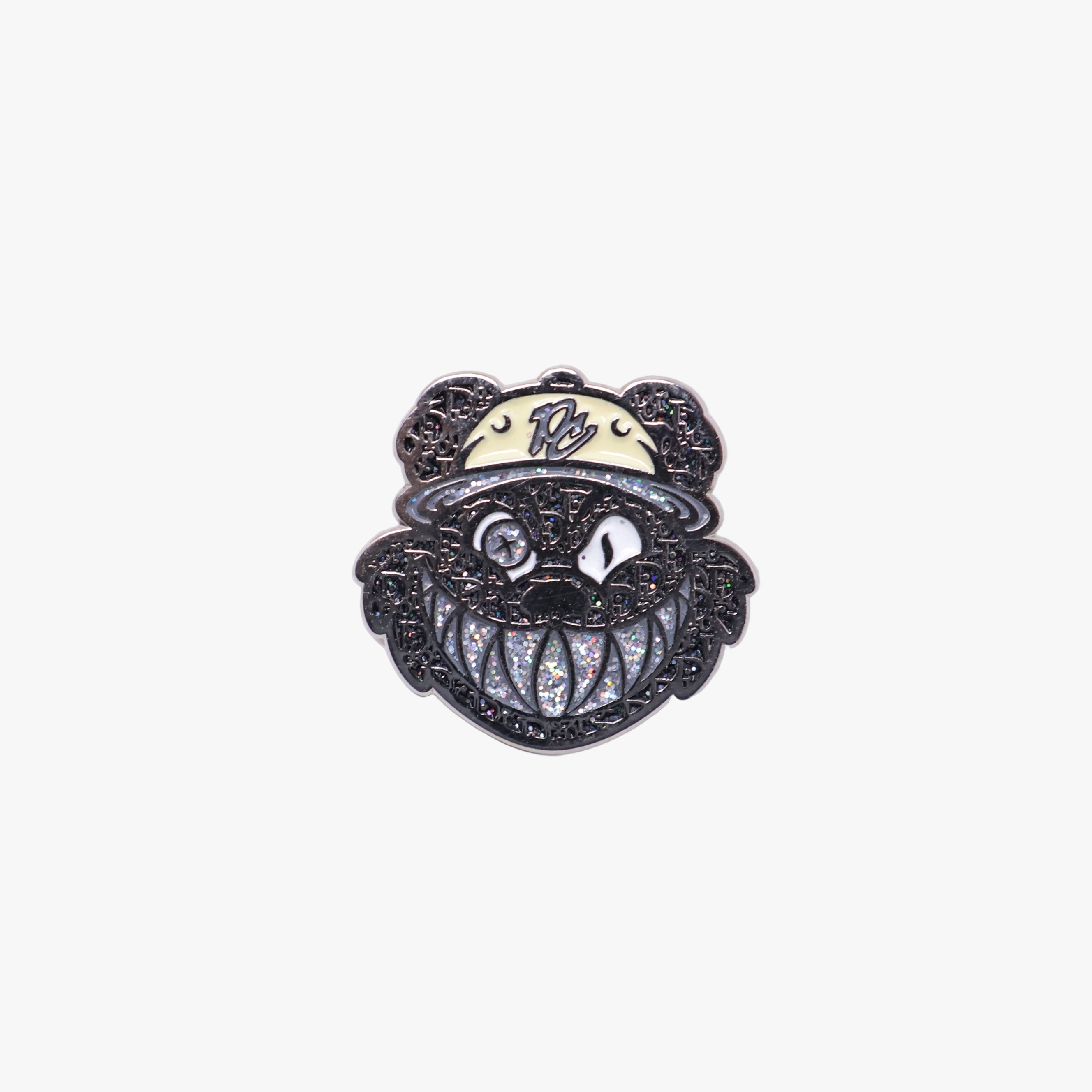 Pinzcity Bear Black CD Pattern Graphic Pin