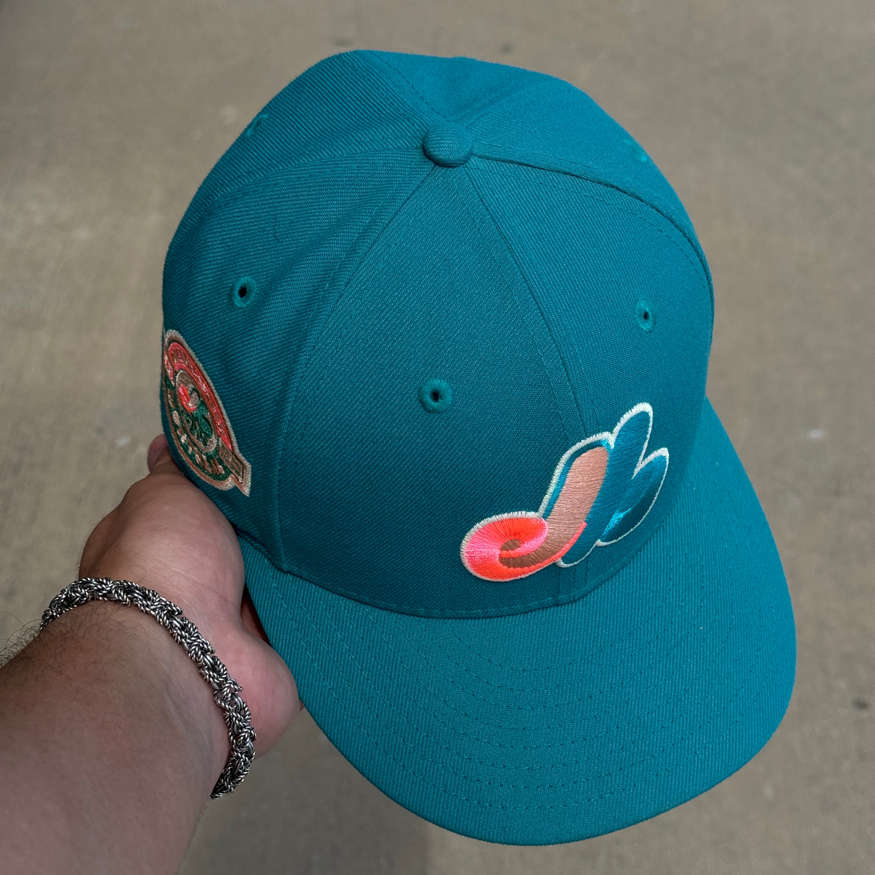 USED Teal Montreal Expos Club Baseball 59fifty New Era Fitted Hat Cap