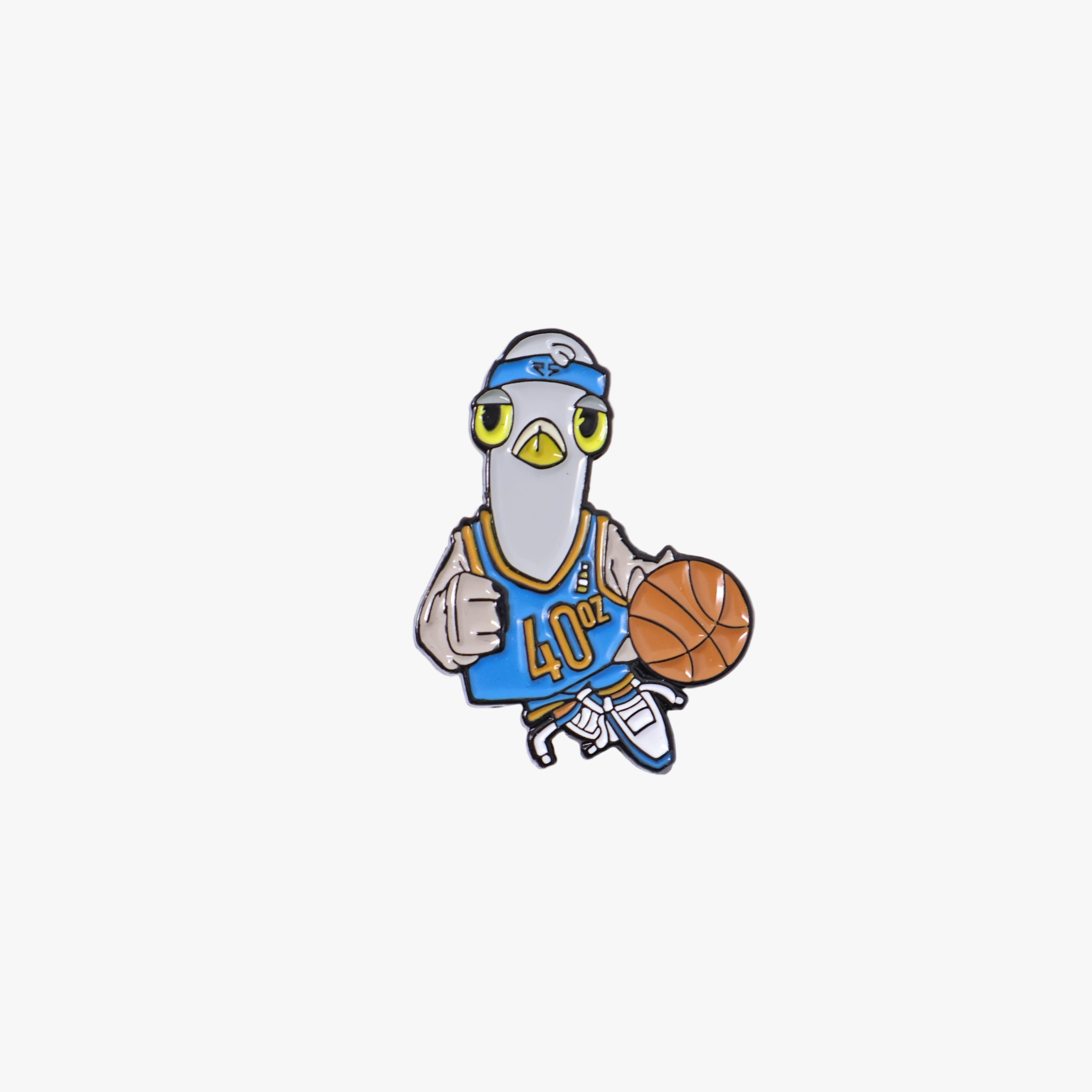 Blue 40oz Pigeon Basketball Graphic Pin