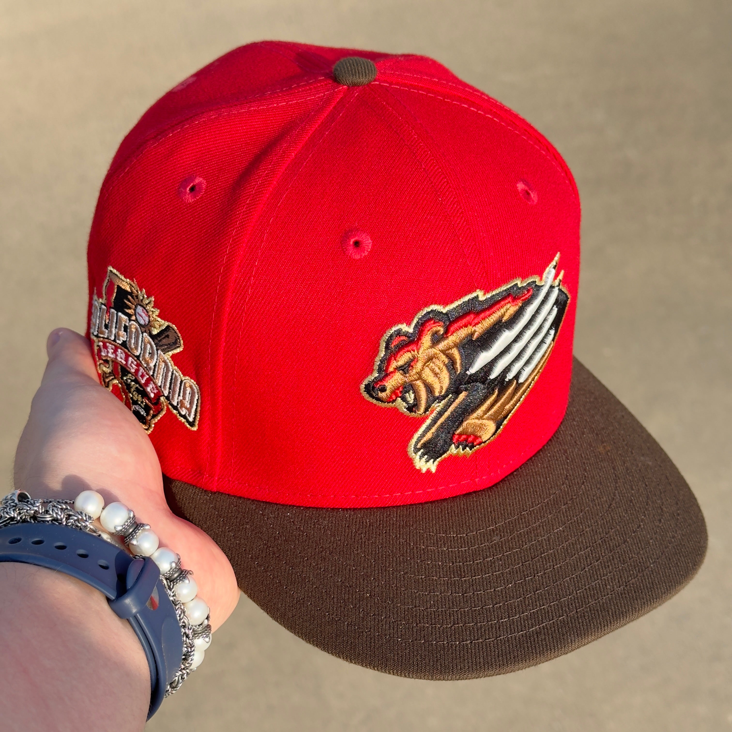 7 3/8 USED Red Fresno Grizzlies MiLB Minor League 59fifty New Era Fitted Cap Hat