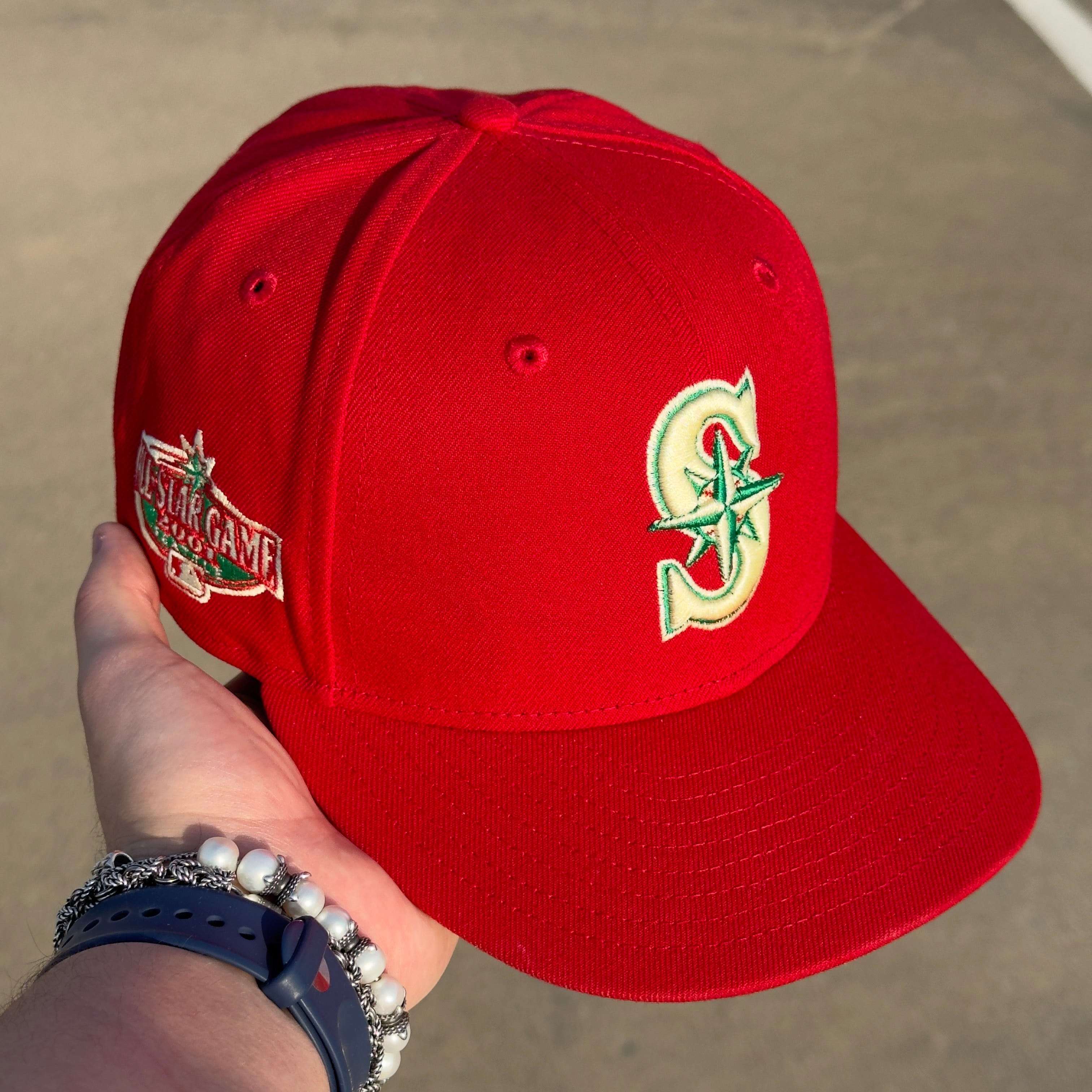 7 3/8 USED Red Seattle Mariners All Star Game 59fifty New Era Fitted Cap Hat