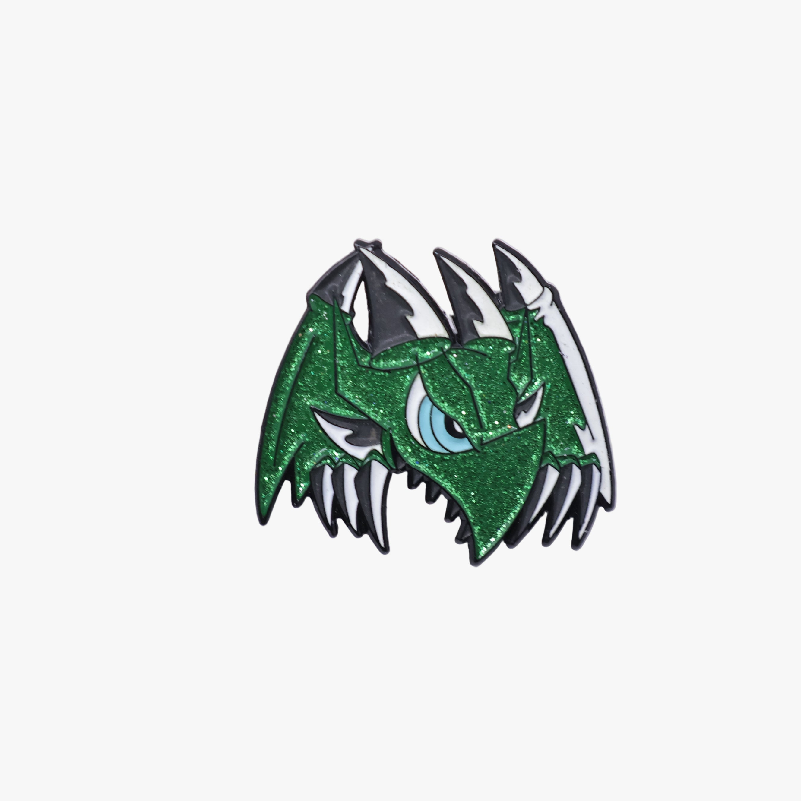 Green Gray Dragon Peeker Pin
