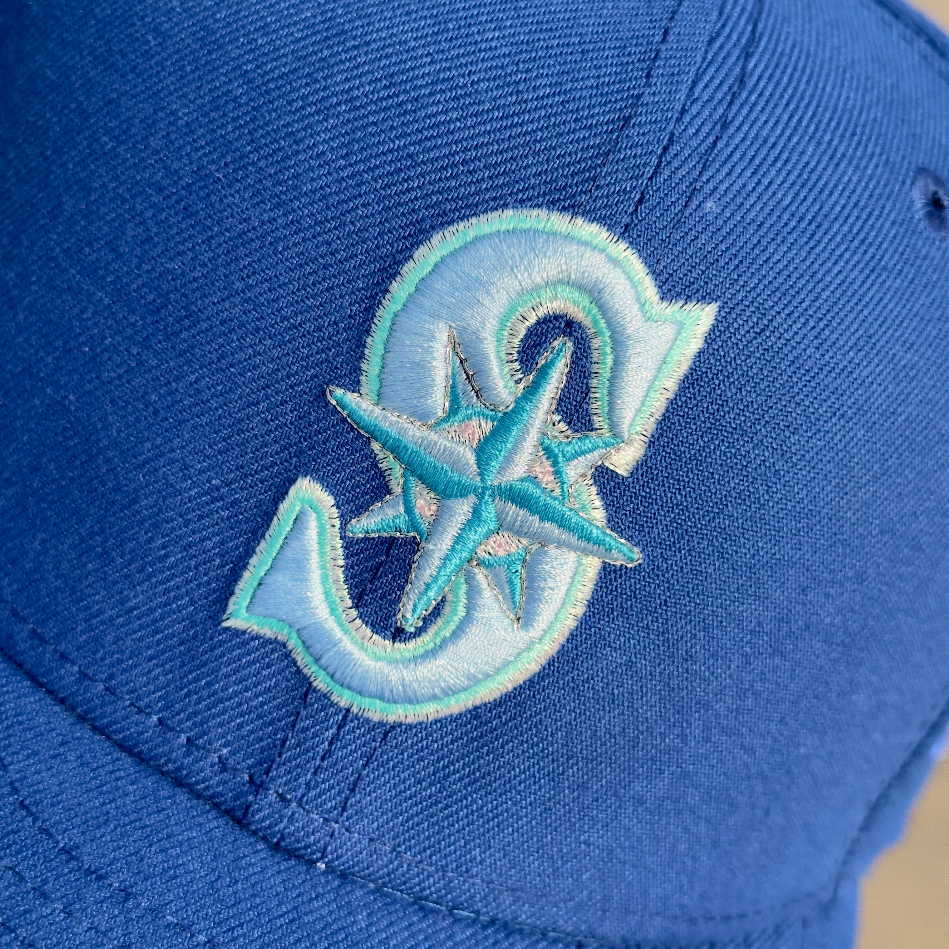 7 3/8 USED Blue Seattle Mariners 20th Anniversary 59fifty New Era Fitted Cap Hat