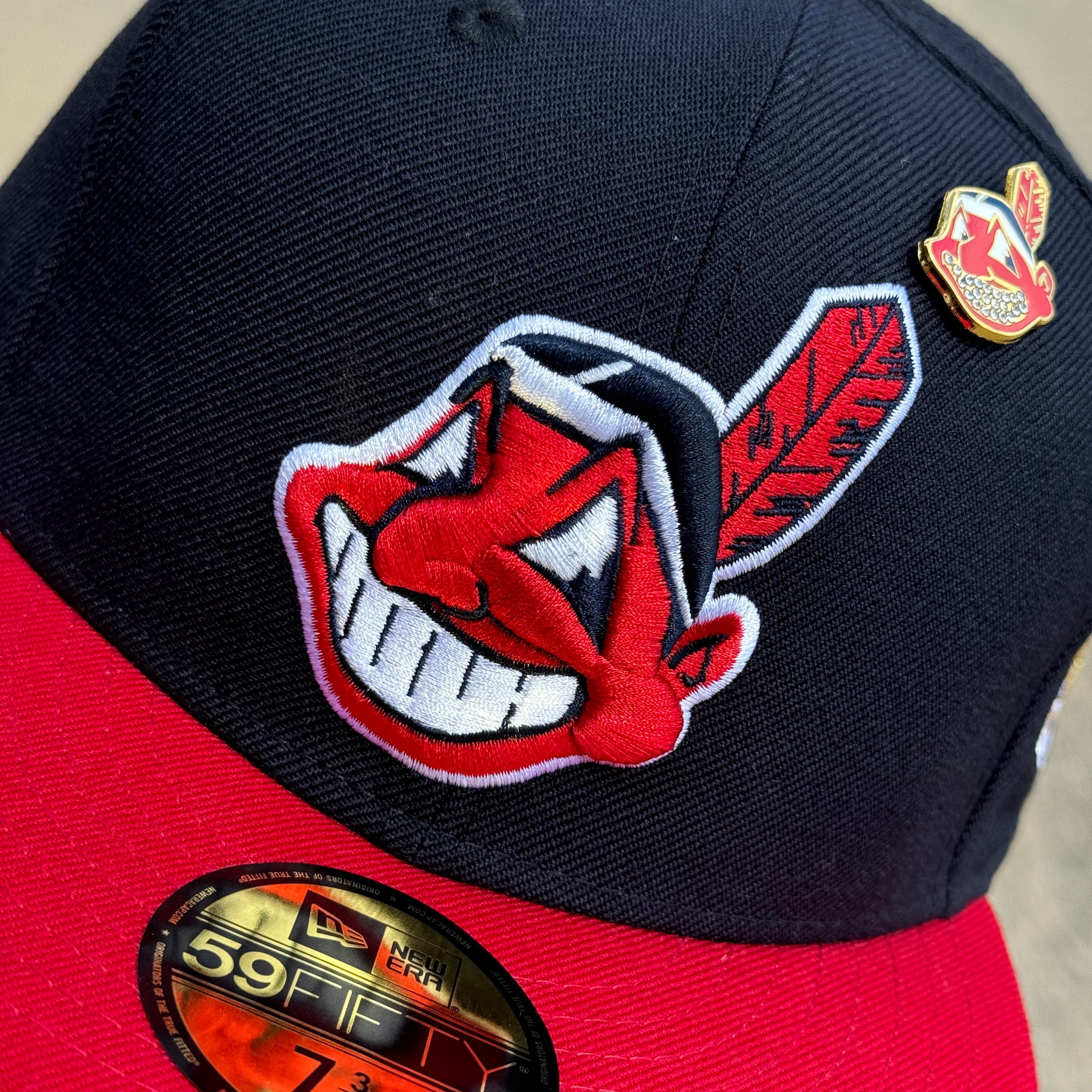 NEW Navy Cleveland Indian Chief Wahoo 1995 World Series Banned 59fifty –  Souf Crowns