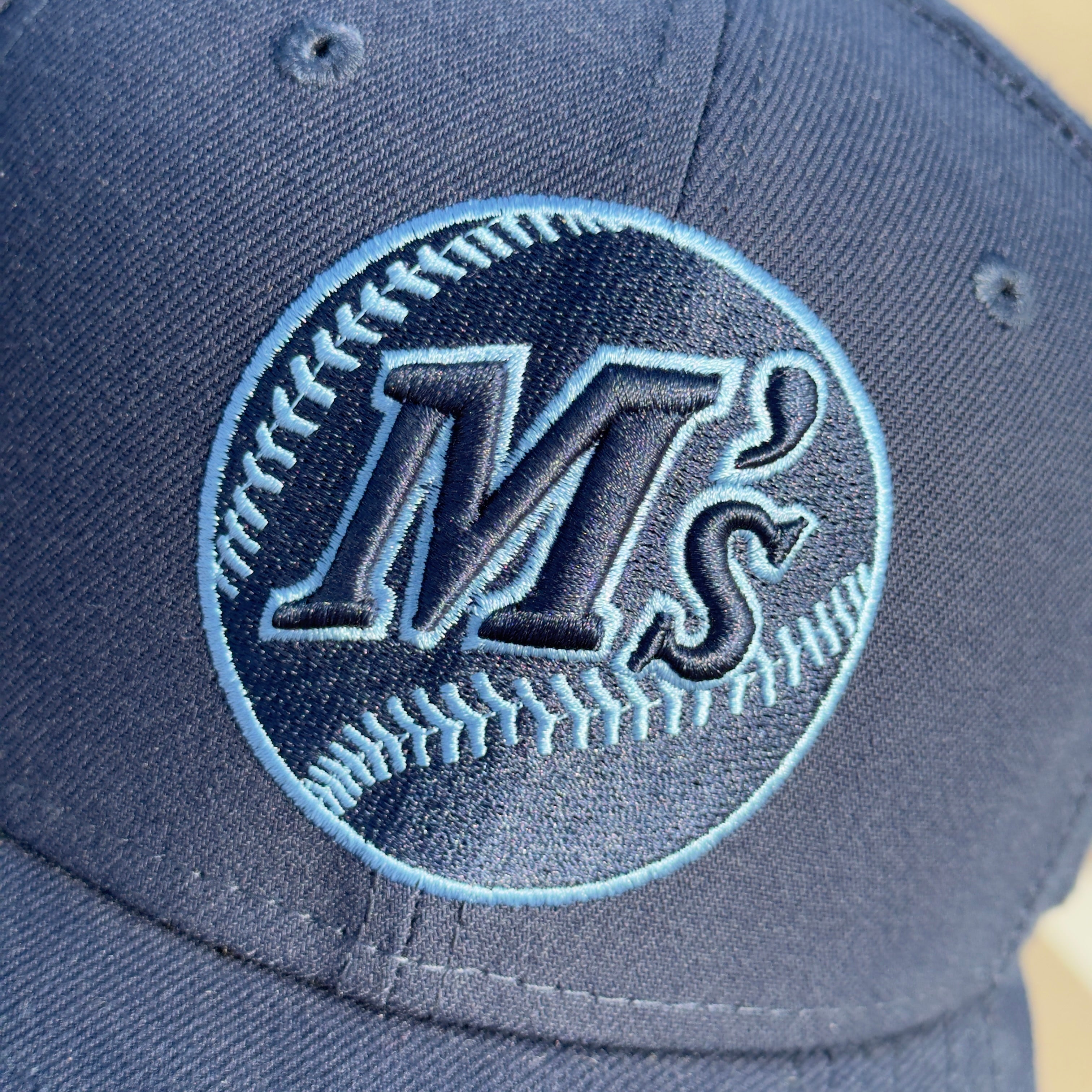 7 3/8 USED Navy Seattle Mariners 30th Anniversary 59fifty New Era Fitted Cap Hat