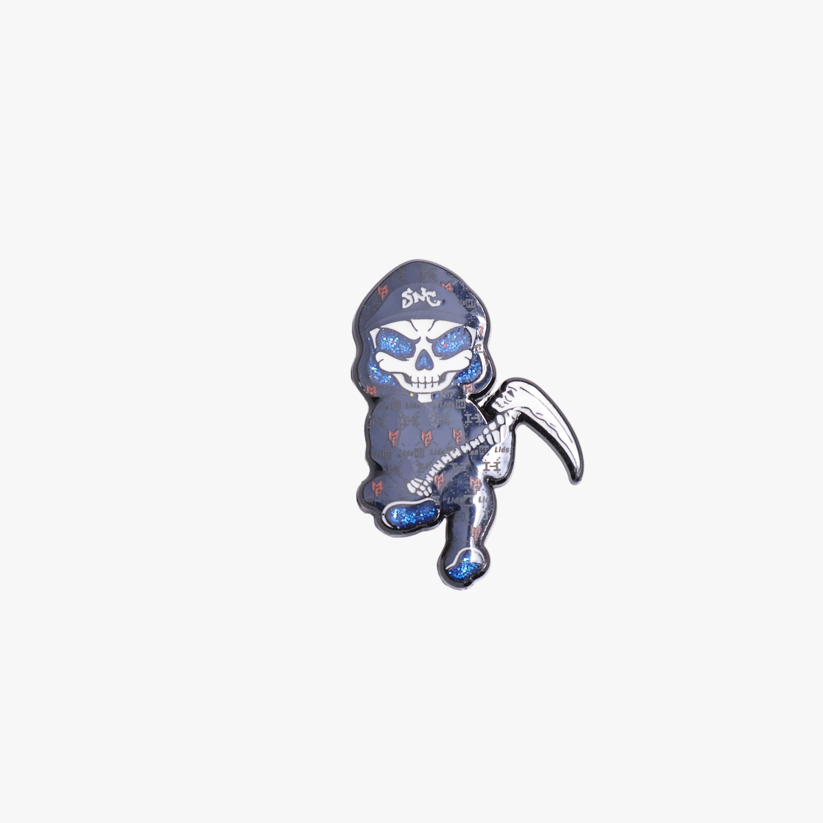 Black/Blue Grimreaper Skeleton Graphic Pin