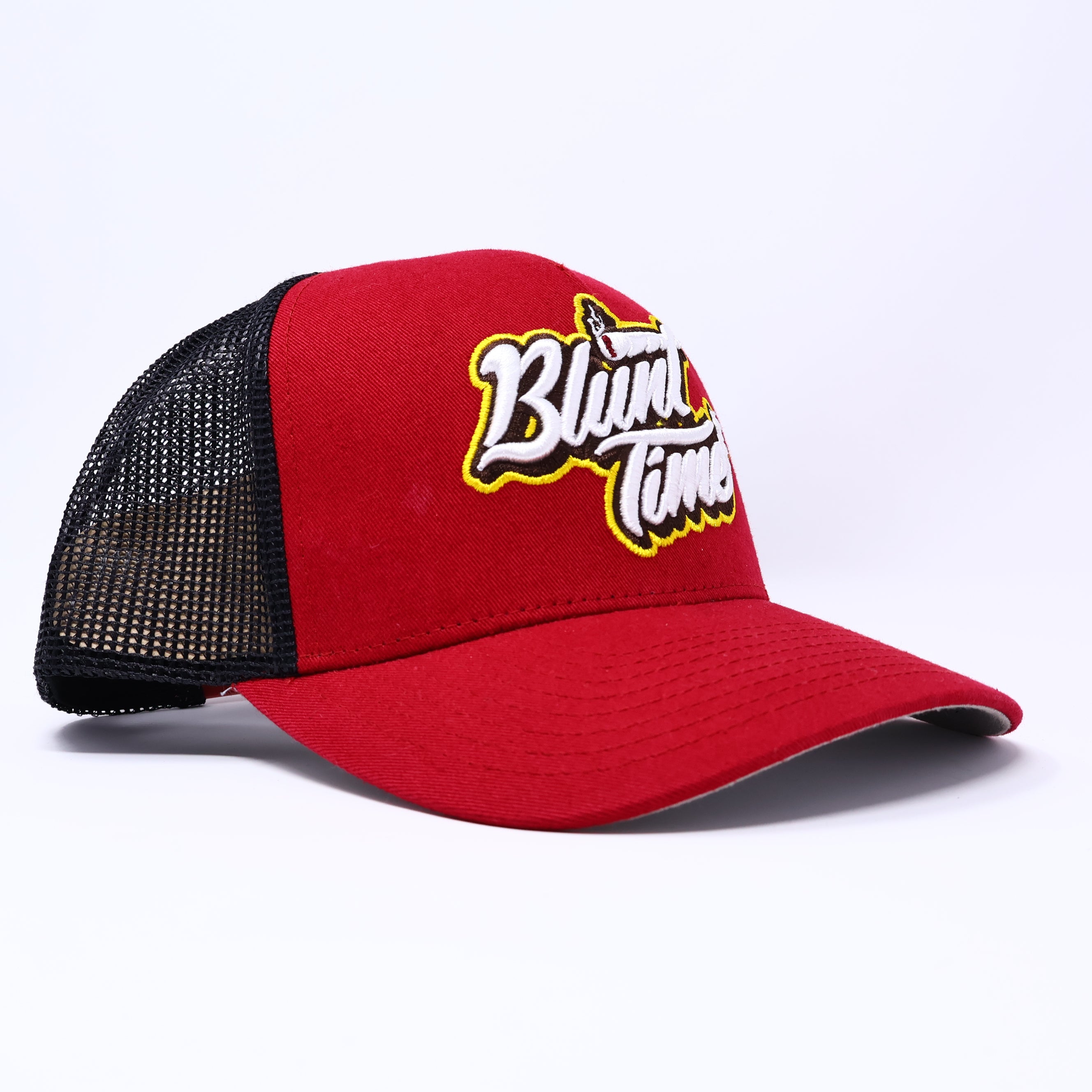 Good Hats Red Trucker Mesh Blunt Time Roll Up Adjustable Baseball Cap