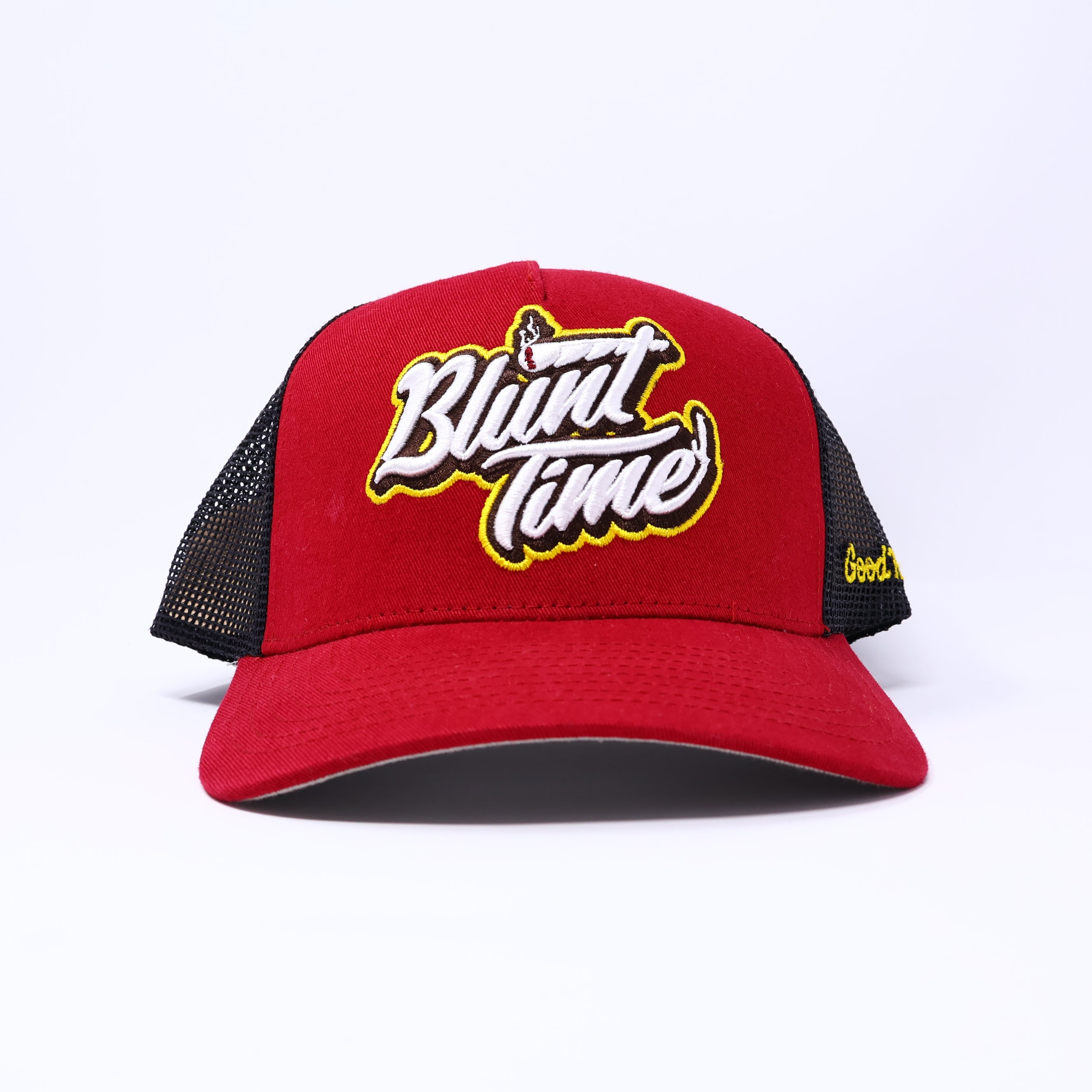 Good Hats Red Trucker Mesh Blunt Time Roll Up Adjustable Baseball Cap
