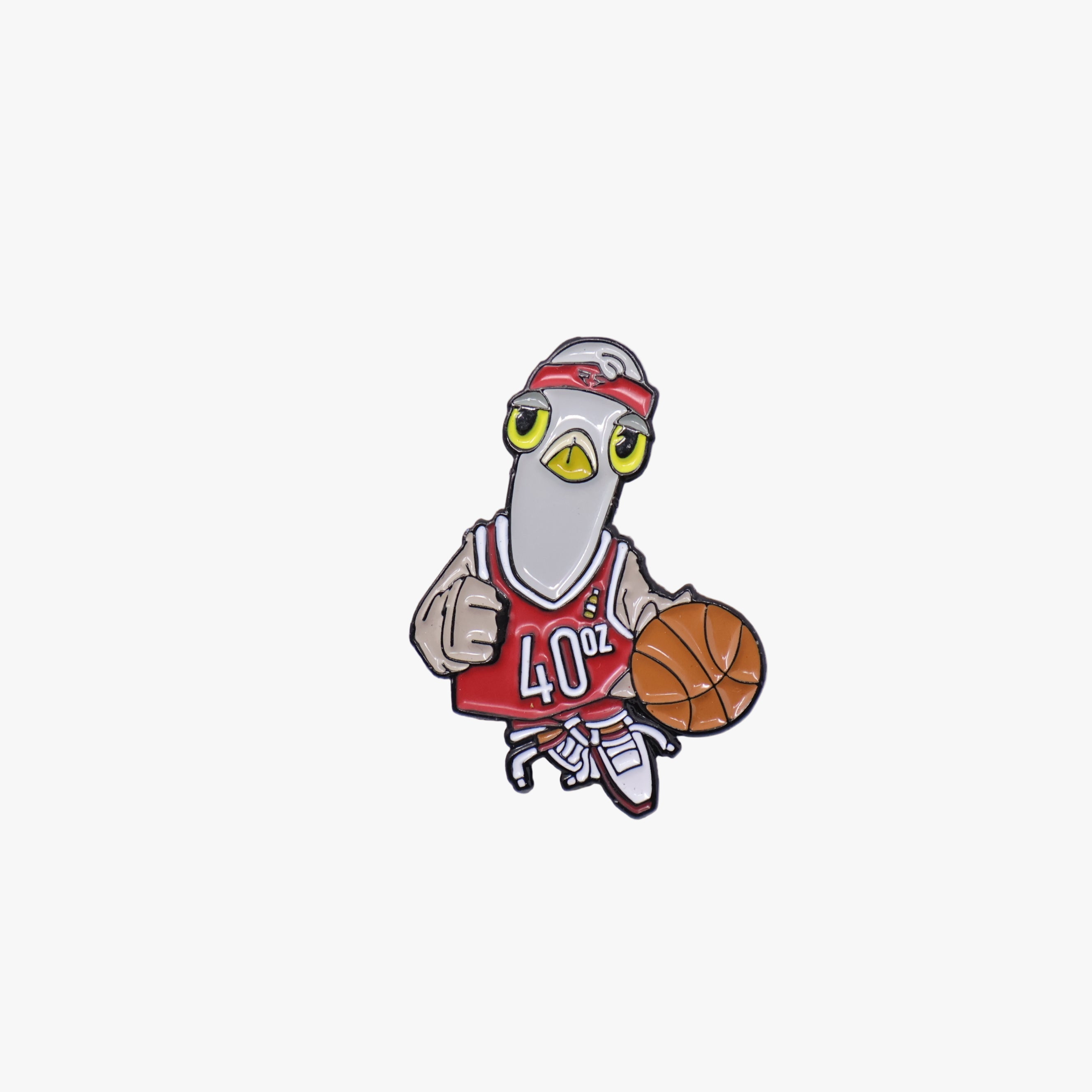 Red 40oz Pigeon Basketball Graphic Pin
