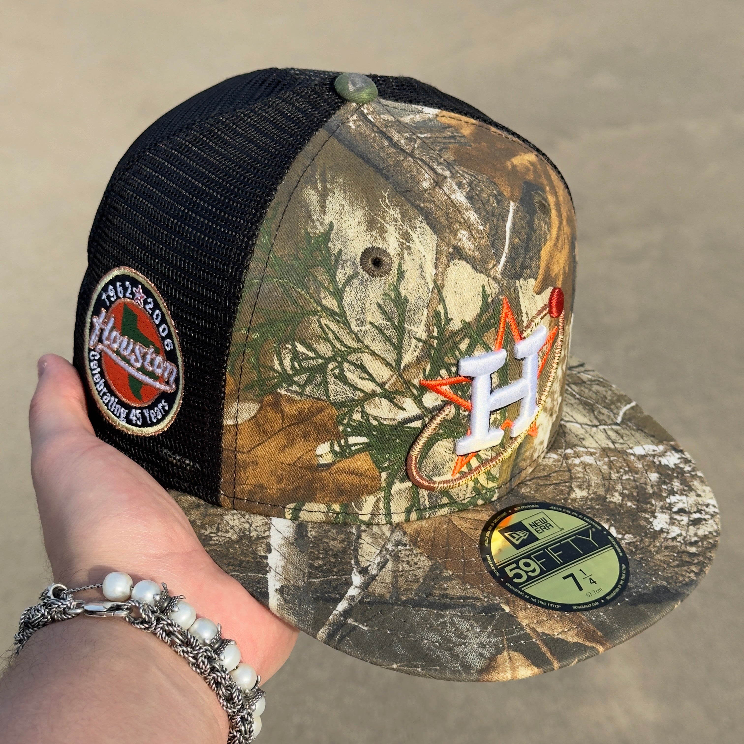 7 1/4 Realtree Camo Trucker Houston Astros Celebrating 45 Years 59fifty New Era Fitted