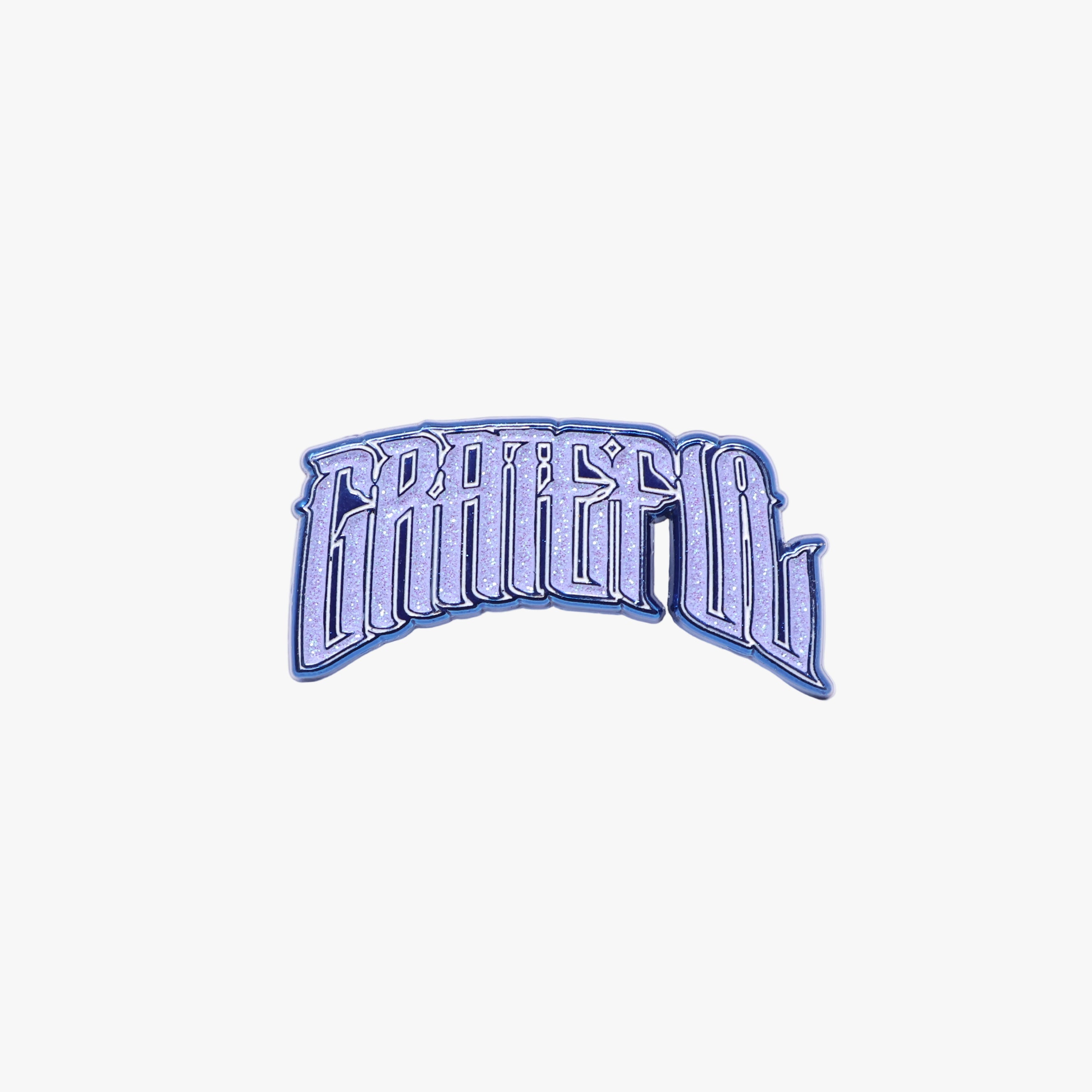GRATEFUL Blue Script Pin