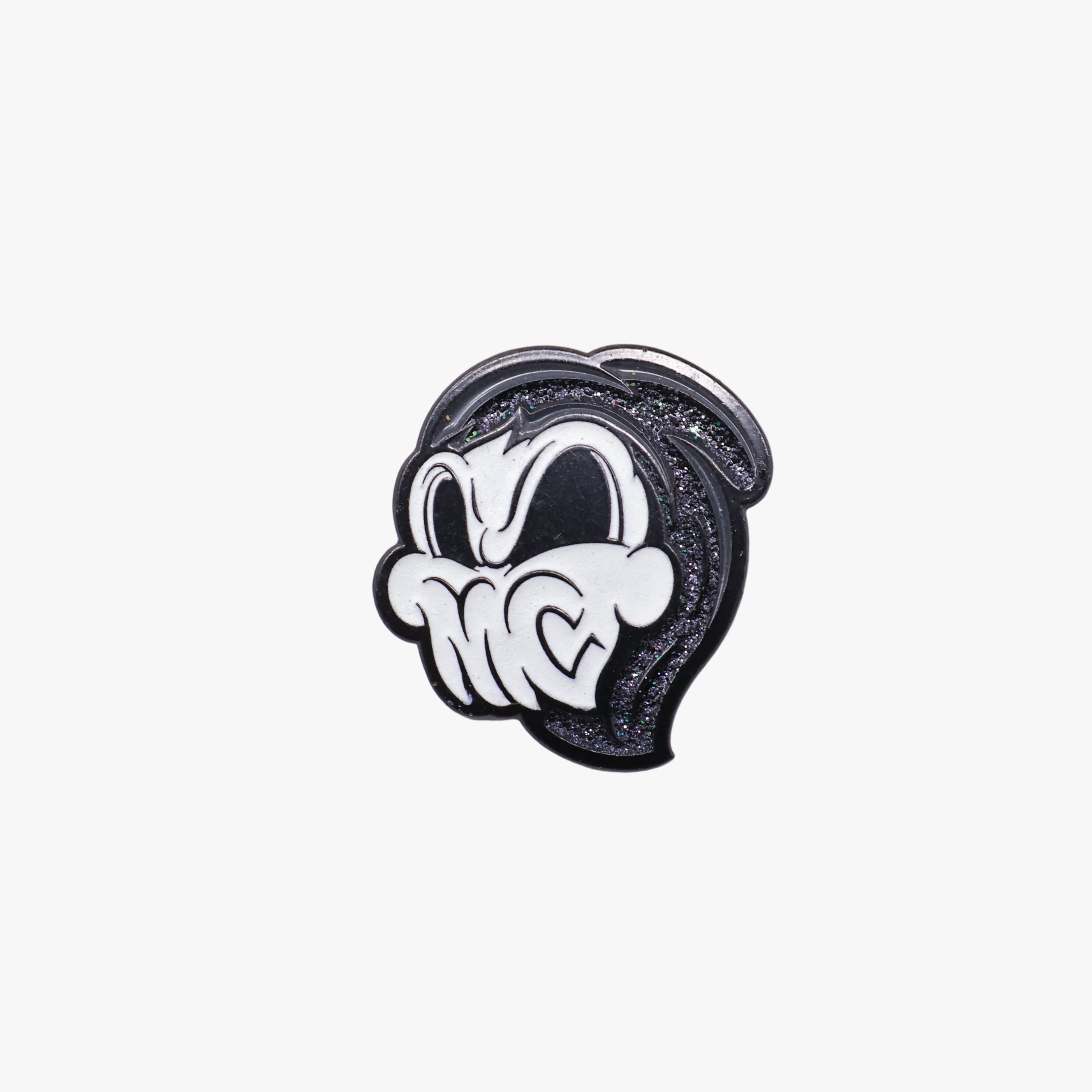 Black White Ghost Skull Graphic Pin