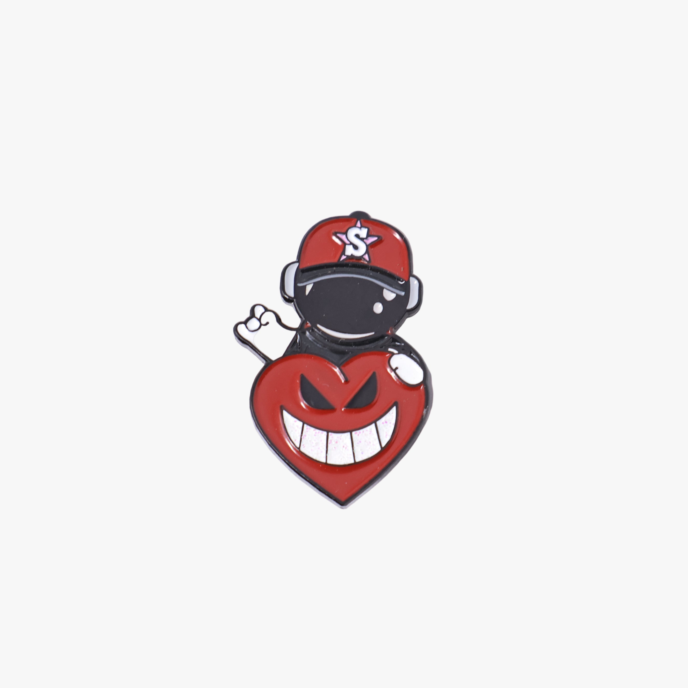 Spacecity Brims Brick Red Smiling Heart Graphic Pin