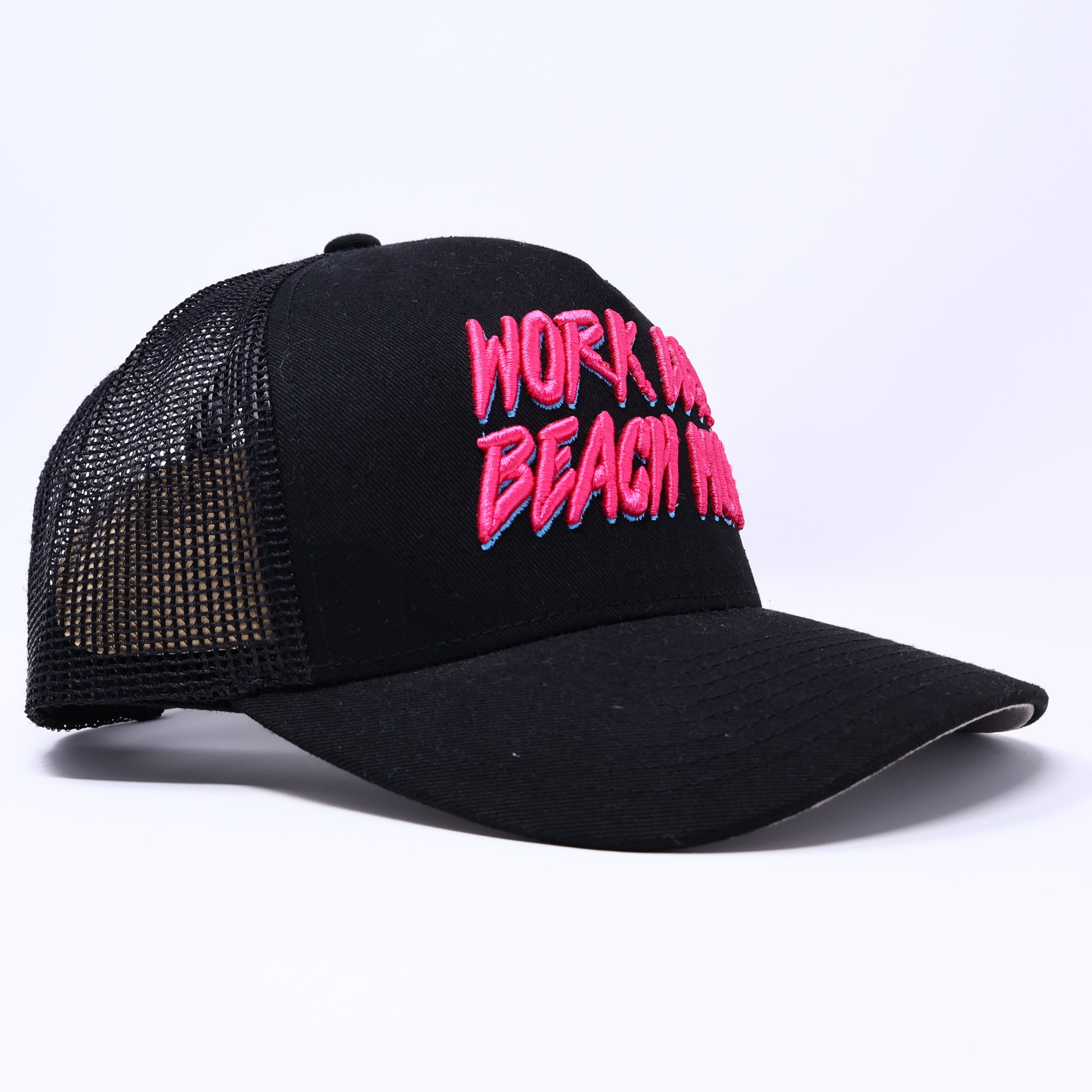 Good Hats Work Less Beach More Black Trucker Edition Snapback Cap