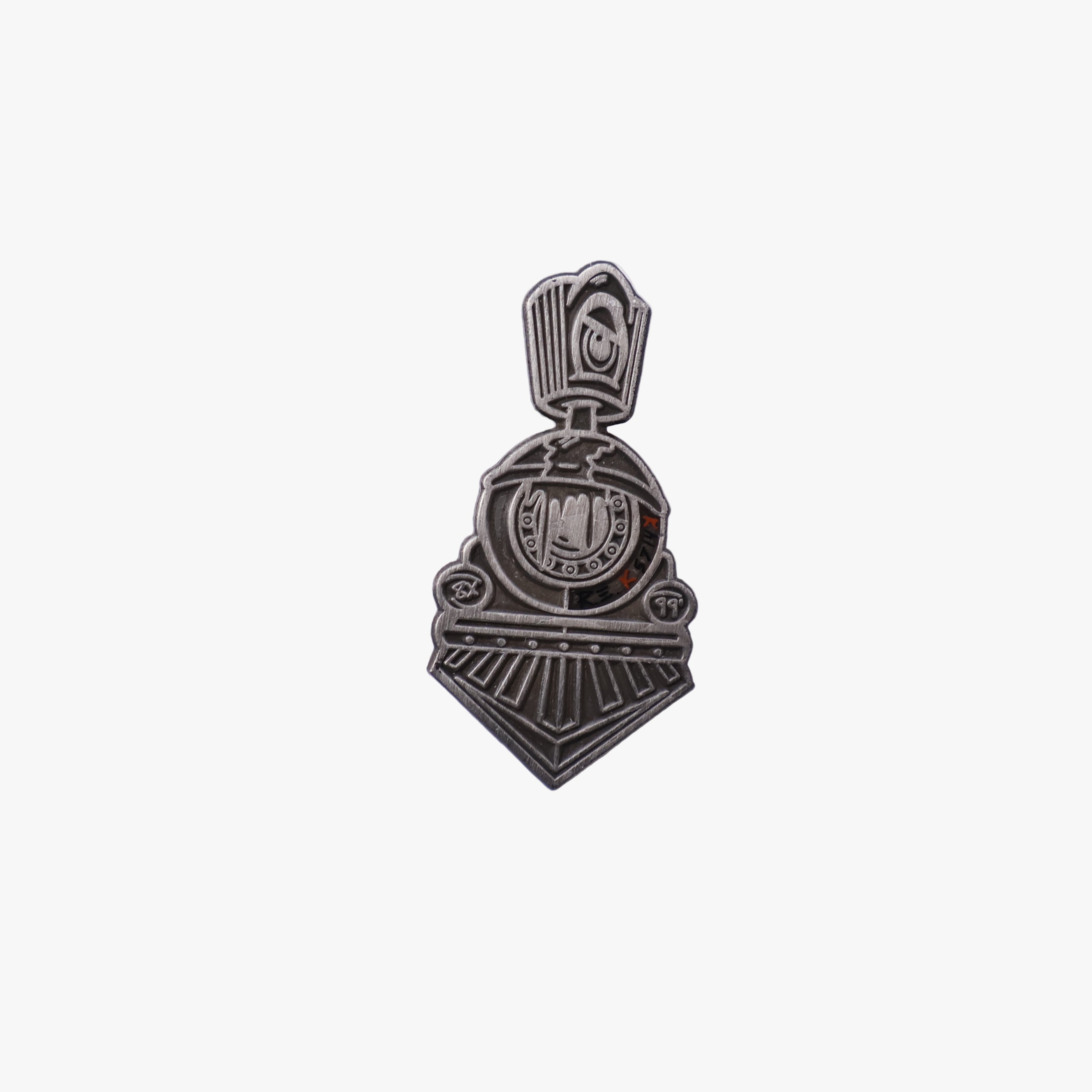 UmbrellaHeights Black Gray Round Rock Graphic Pin