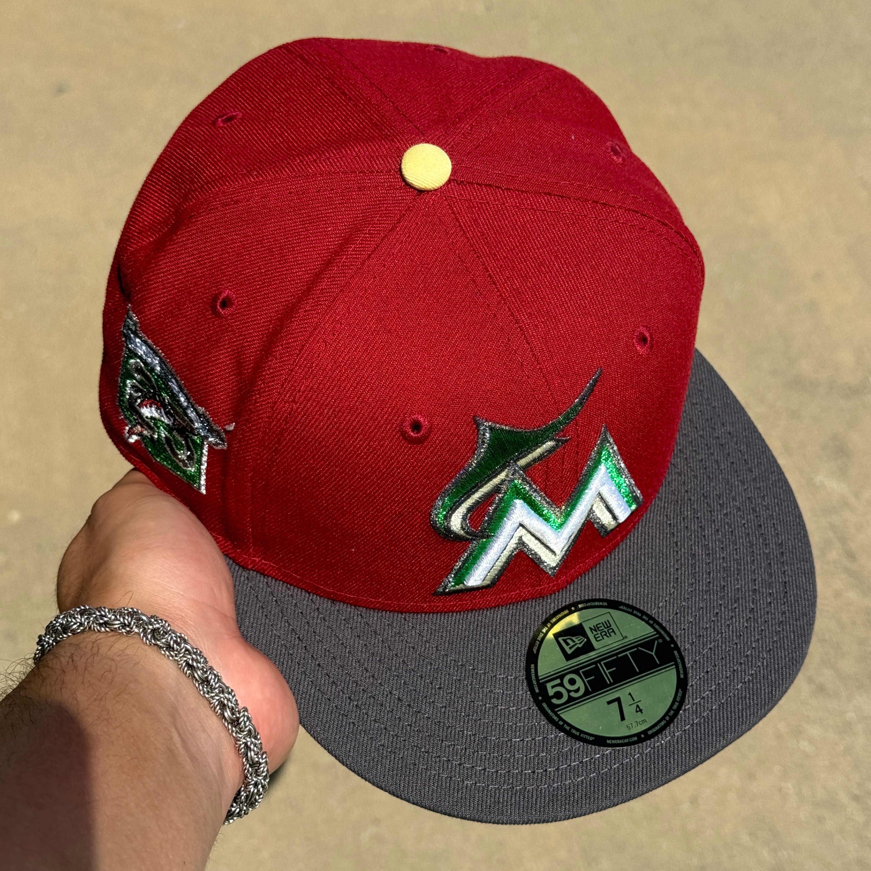 NEW Brick Red Florida Marlins 25th Anniversary 59fifty New Era Fitted Hat Cap