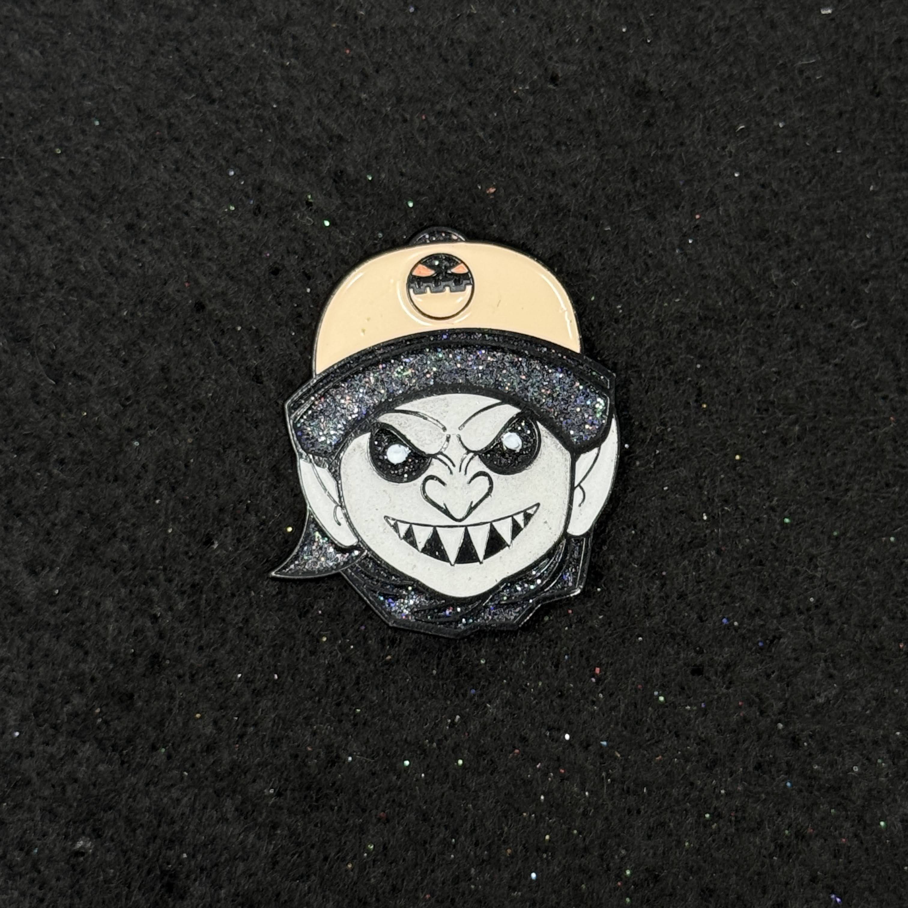 Goblin Character Black White Graphic Pin
