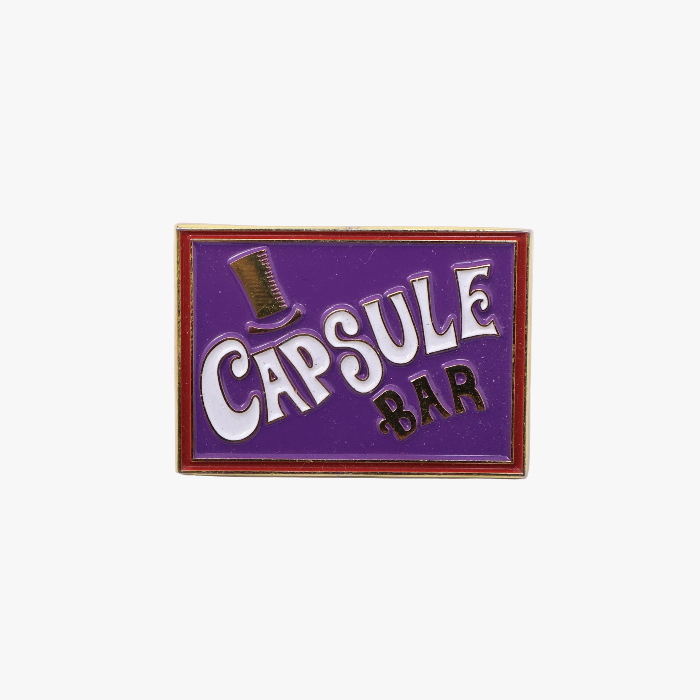 Purple Capsule Hats Willy Wonka Bar Graphic Pin