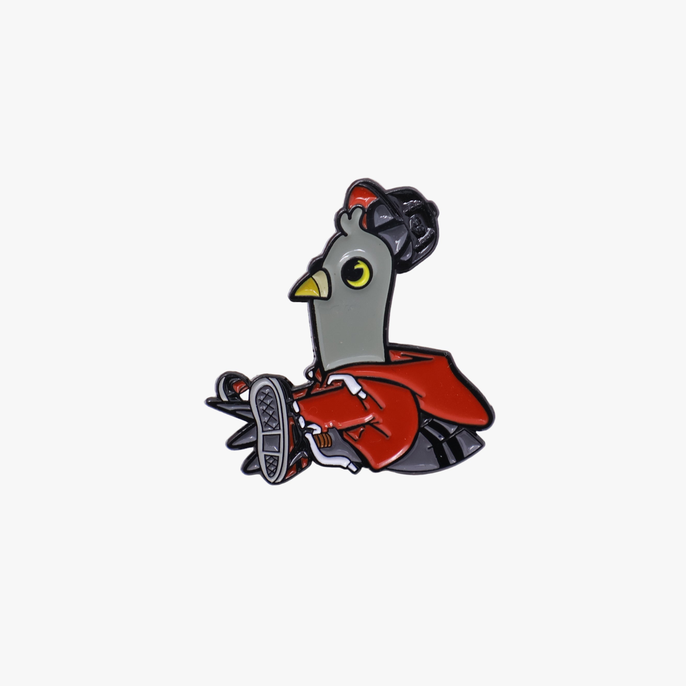 Red Resting Pigeon Graphic Pin