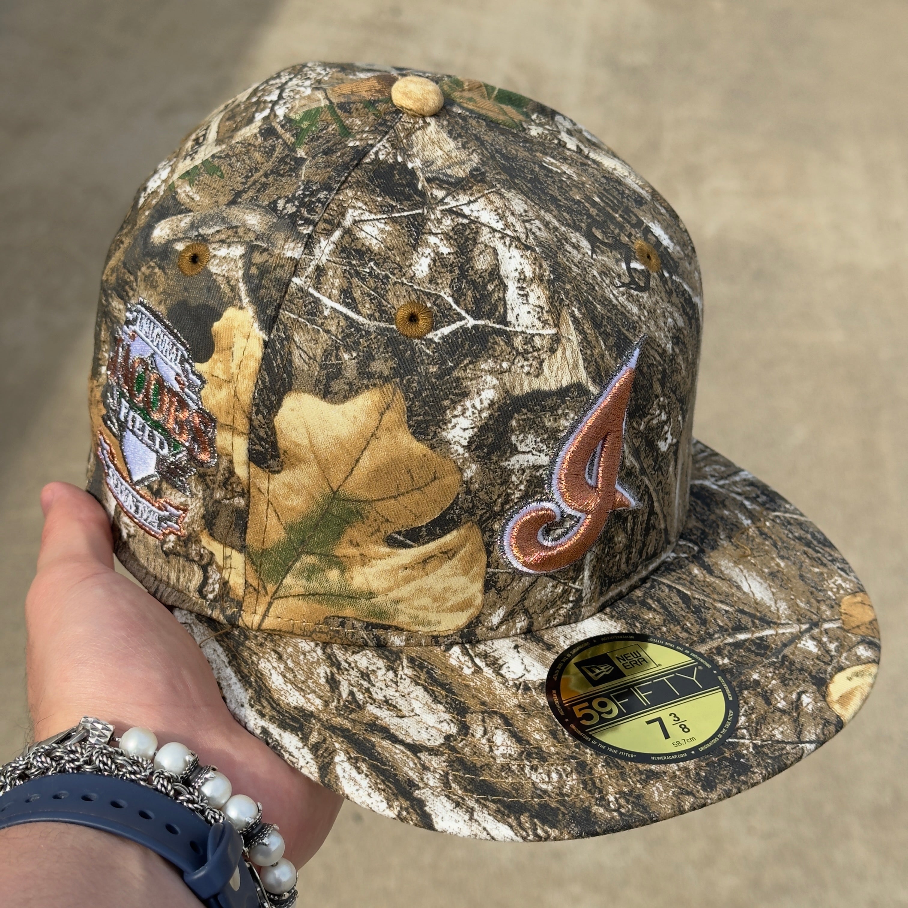 7 3/8 Camo Realtree Cleveland Indians Guardians Jacobs Field 59fifty New Era Fitted Cap