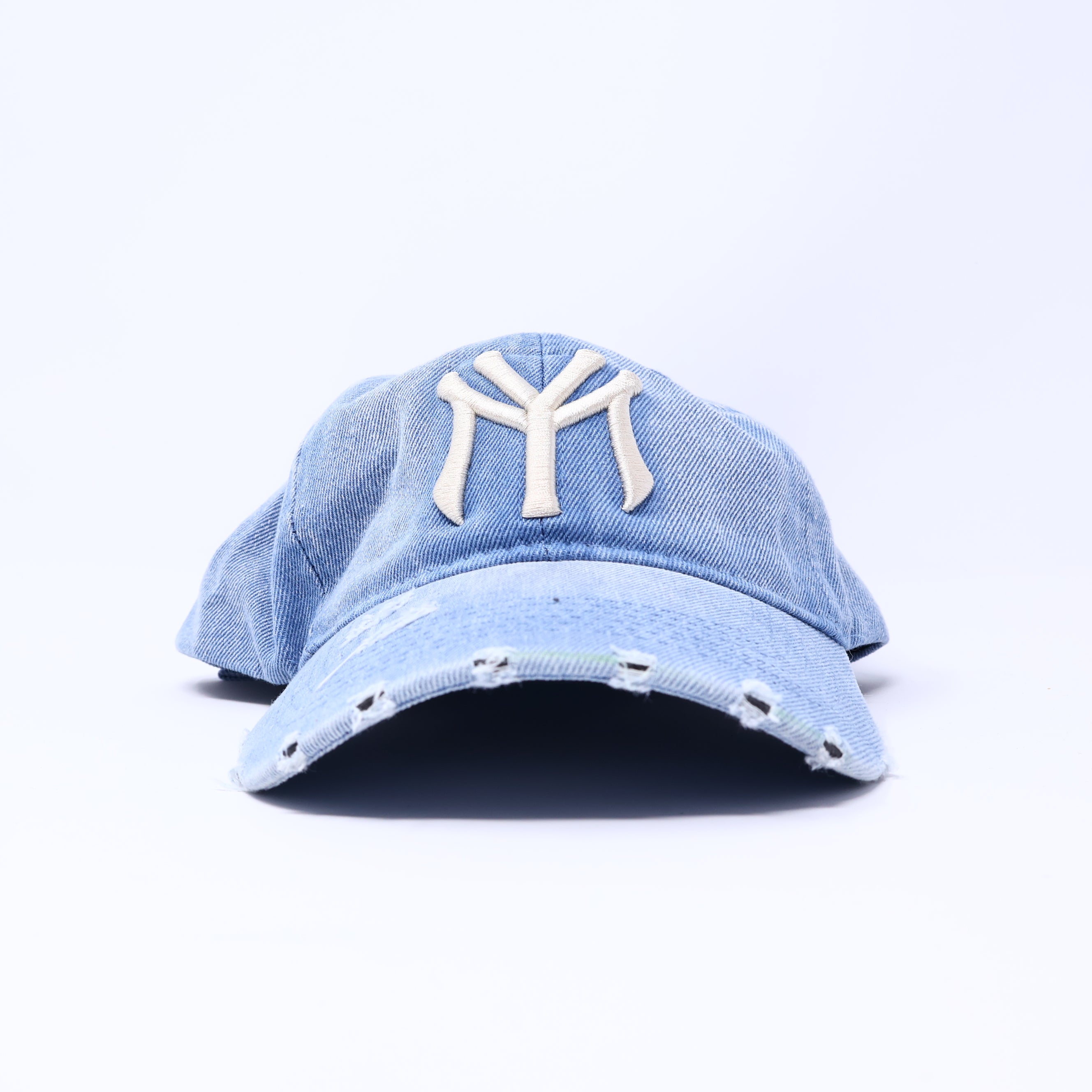 NY New York City Baseball Cap Hat Embroidered Denim Adjustable Distressed