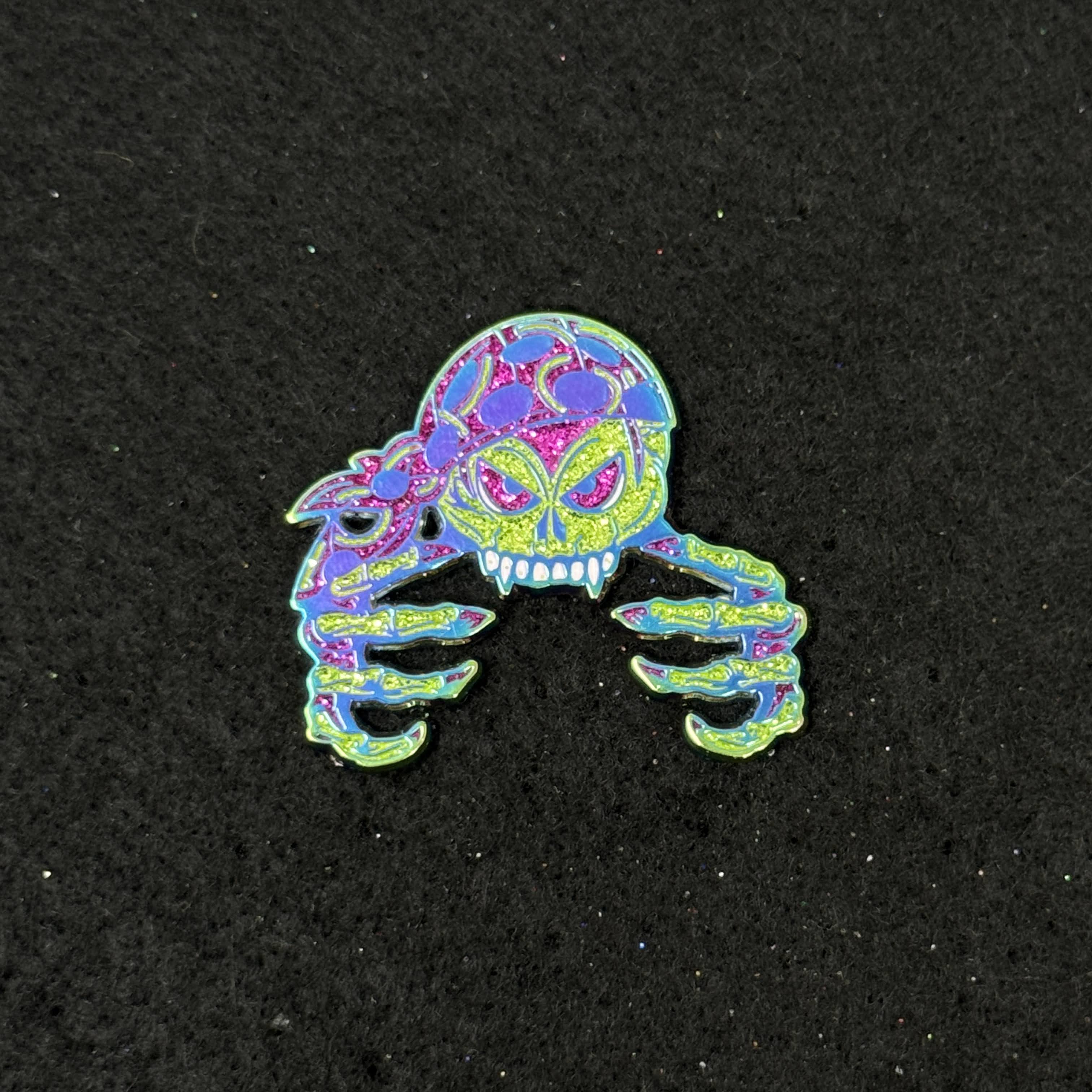 Green Skeleton Irisdescent Plating MLB Logo Pin