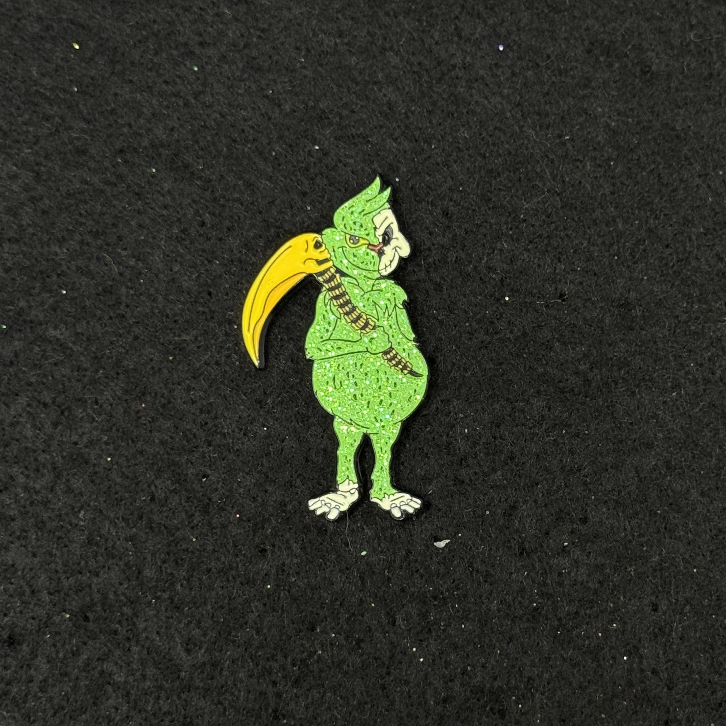 Green Grinch Skeleton Christmas Graphic Pin