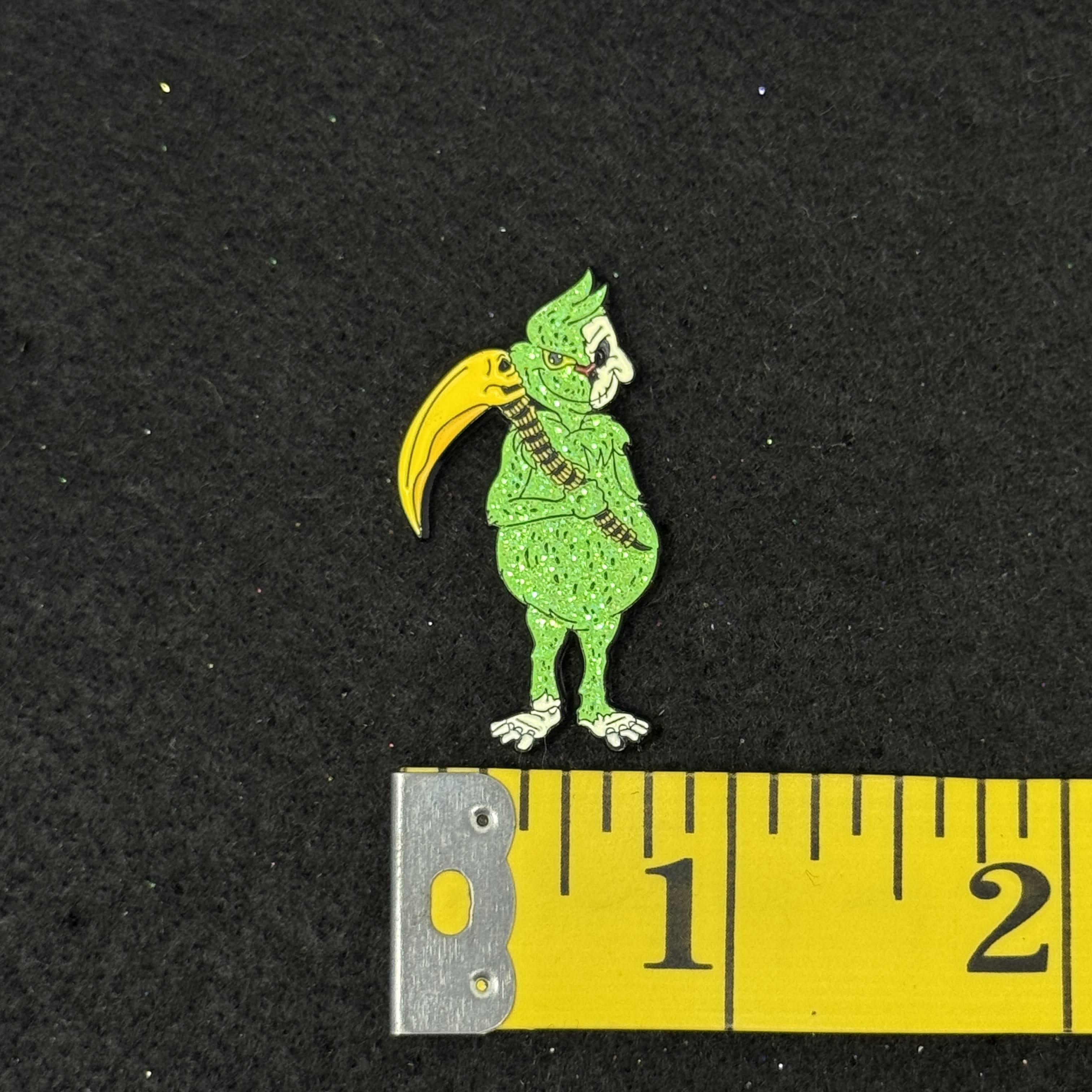 Green Grinch Skeleton Christmas Graphic Pin