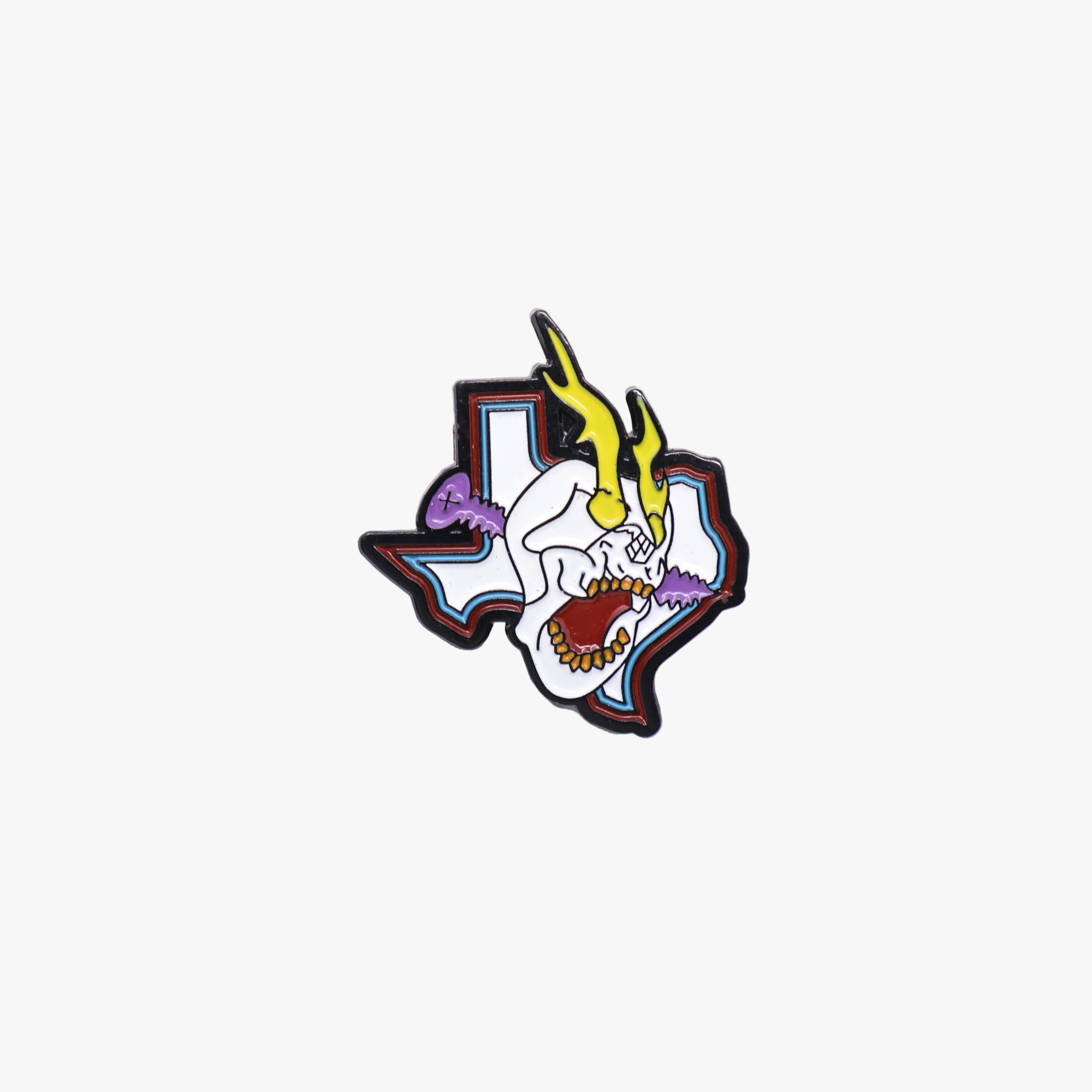Flaming Skull Texas State Graphic Pin