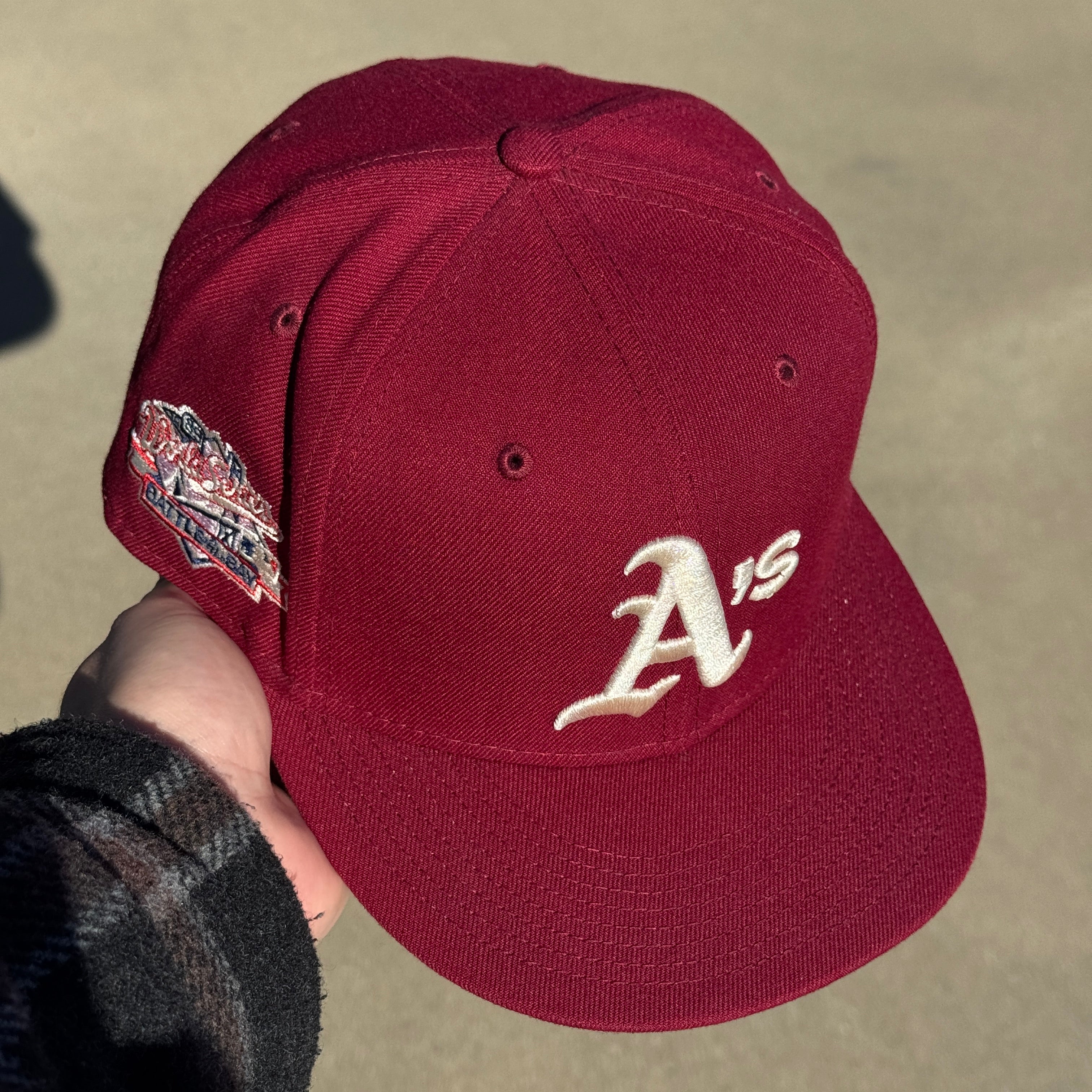 USED 5/8 Maroon Oakland Athletics 1989 World Series 59fifty New Era Fitted Hat Cap