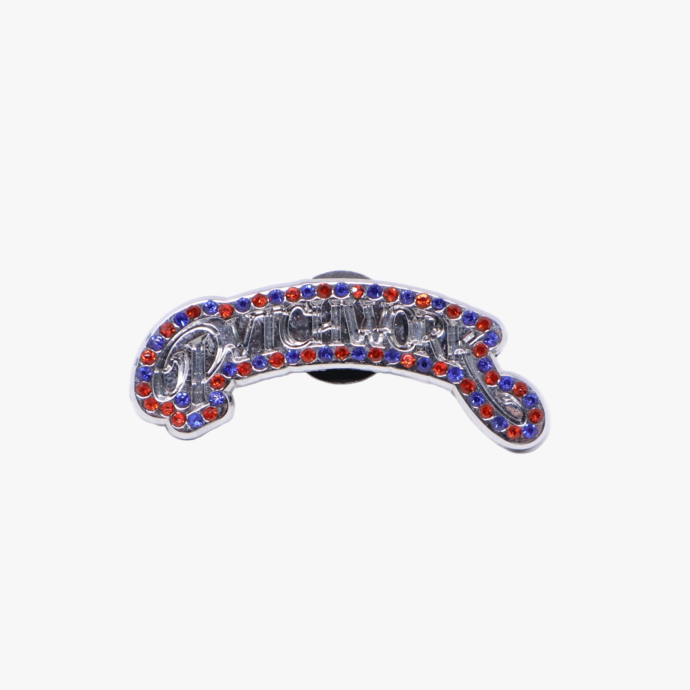 Pvtchwork Silver Red & Blue Graphic Pin