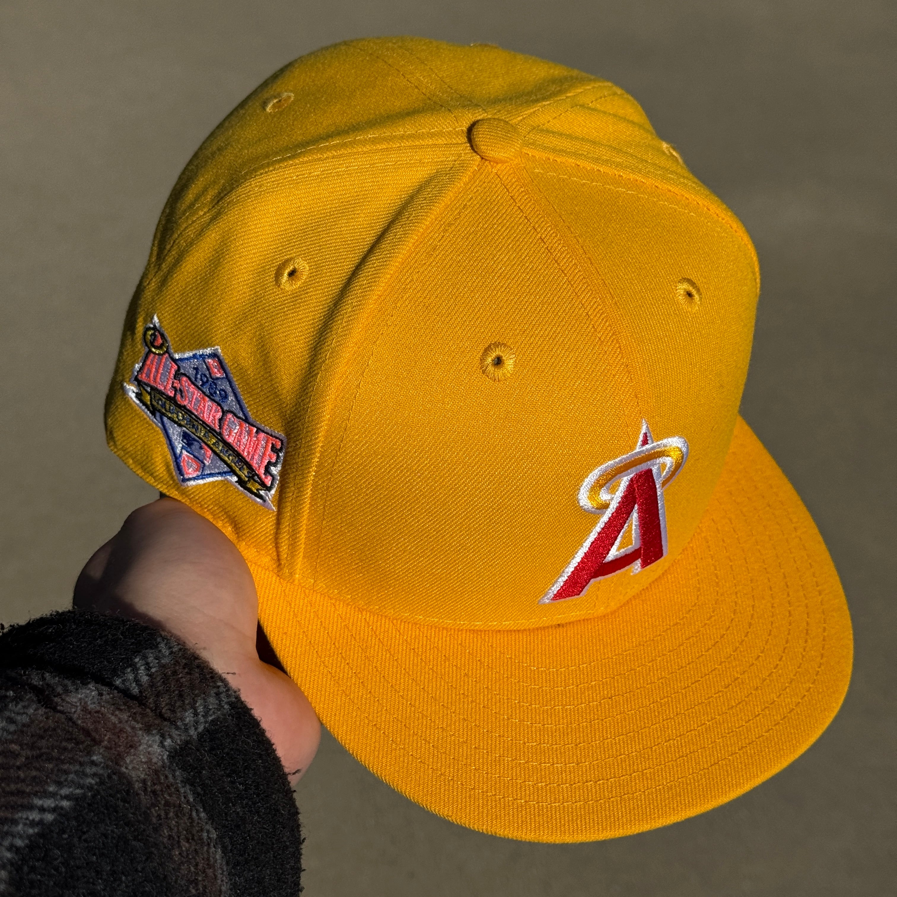 USED 5/8 Yellow Los Angeles Angels 1989 All Star Game 59fifty New Era Fitted Hat Cap