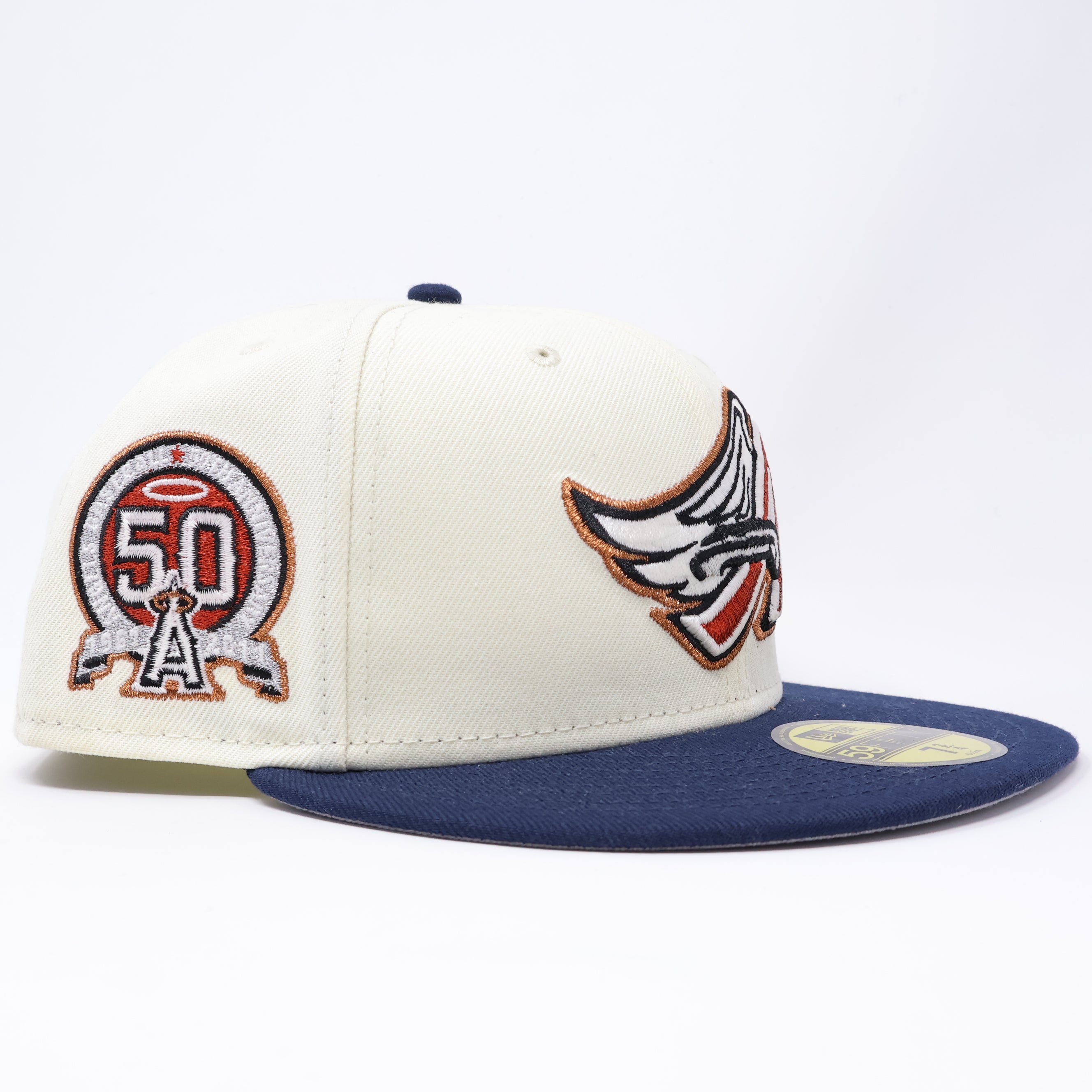 NWT  3/4 Chrome Los Angeles Angels 50th Anniversary 59fifty New Era Fitted Hat Cap