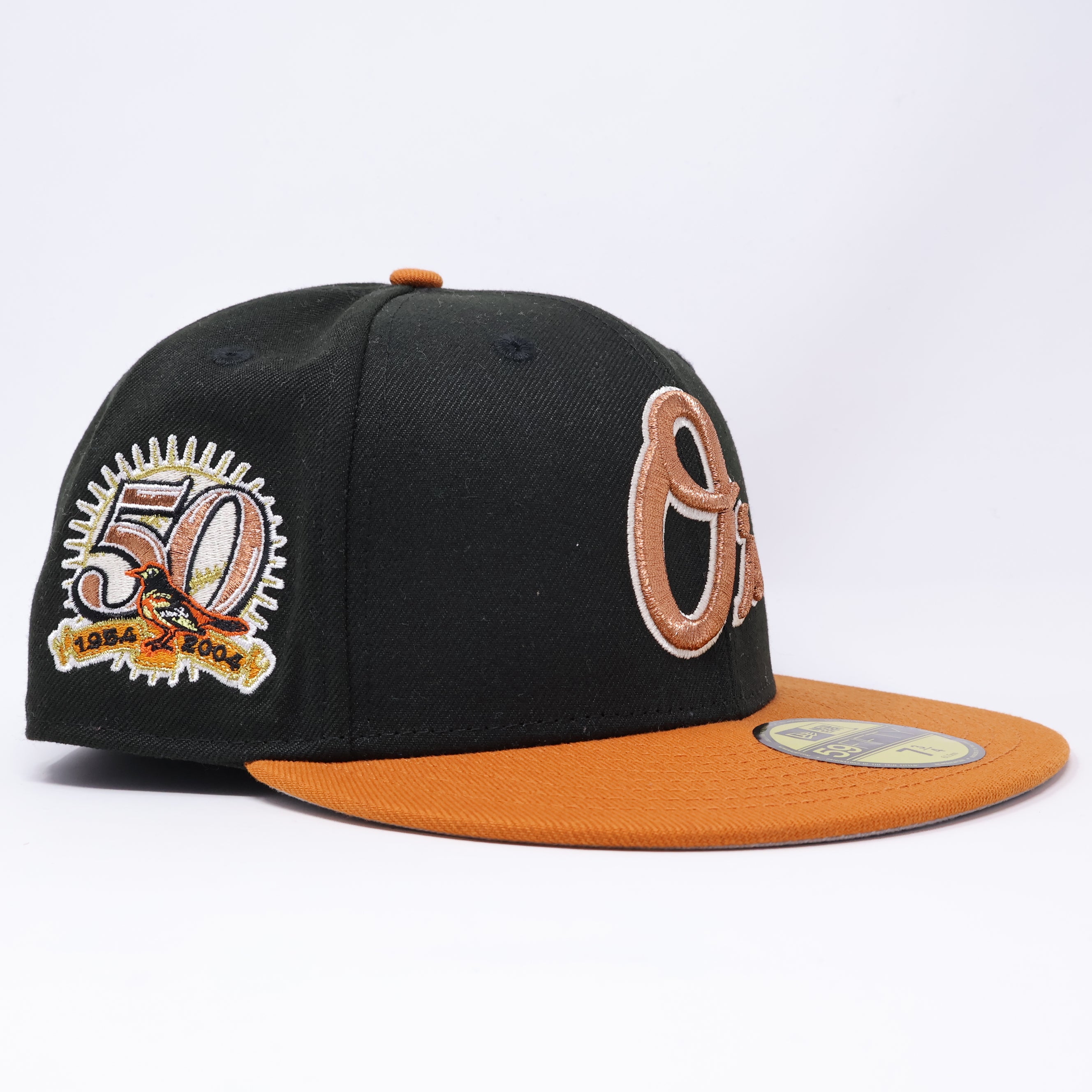 NWT  3/4 Black Baltimore Orioles 50th Anniversary 59fifty New Era Fitted Hat Cap