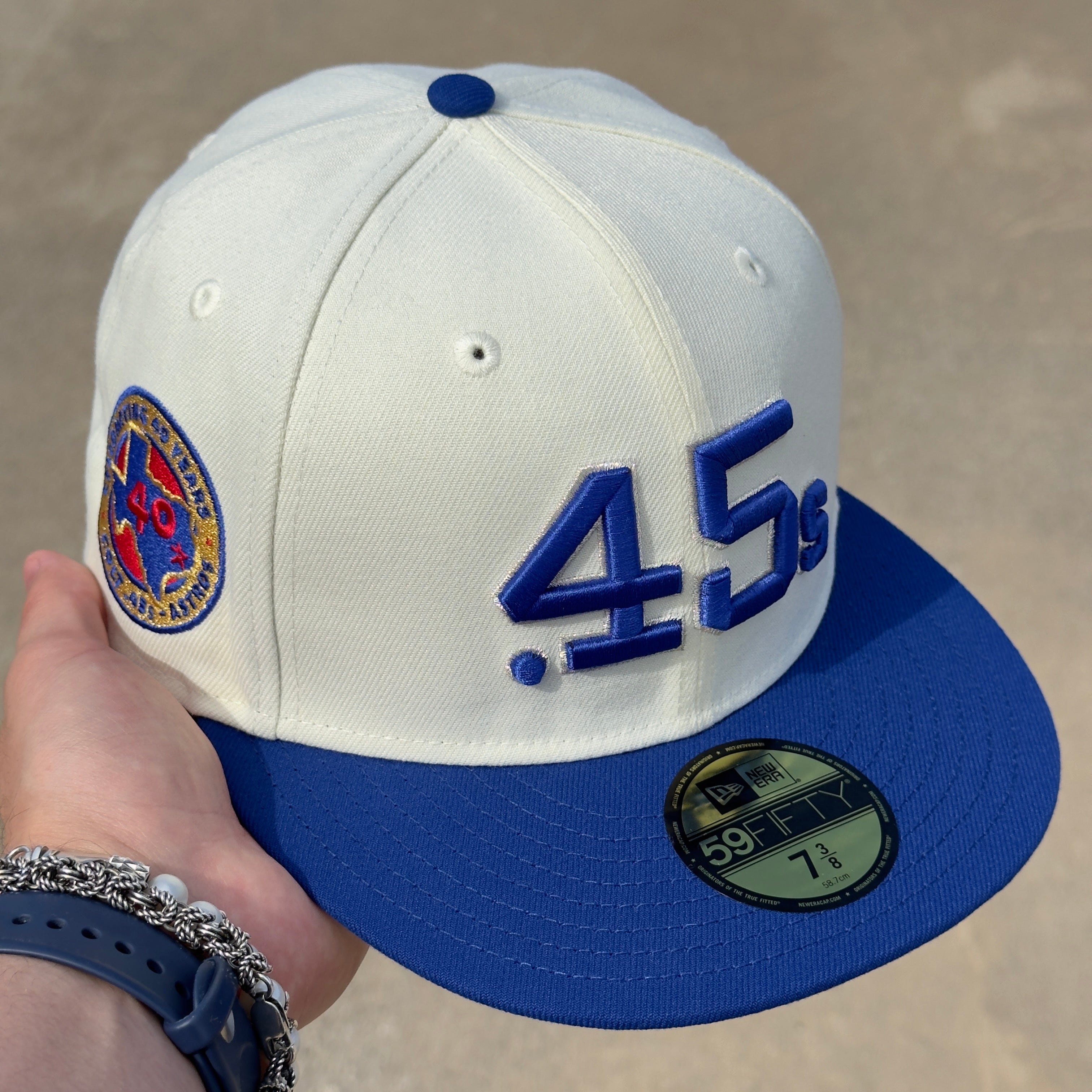 7 3/8 Chrome Houston Astros Colt 45 Celebrating 40 Years 59fifty New Era Fitted Cap Hat Sun