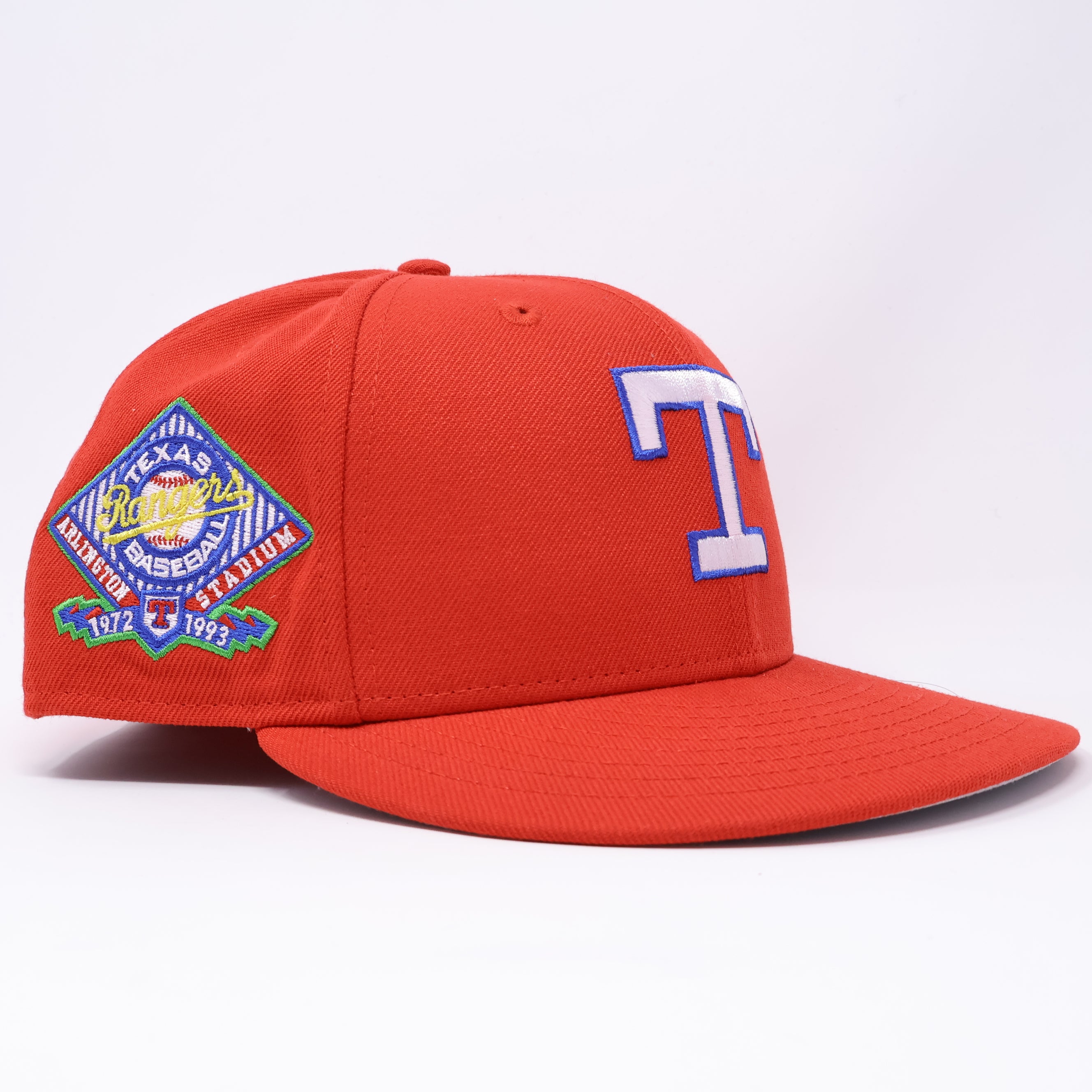 USED 3/4 Red Dallas Texas Rangers Arlington Stadium 59fifty New Era Fitted Hat Cap