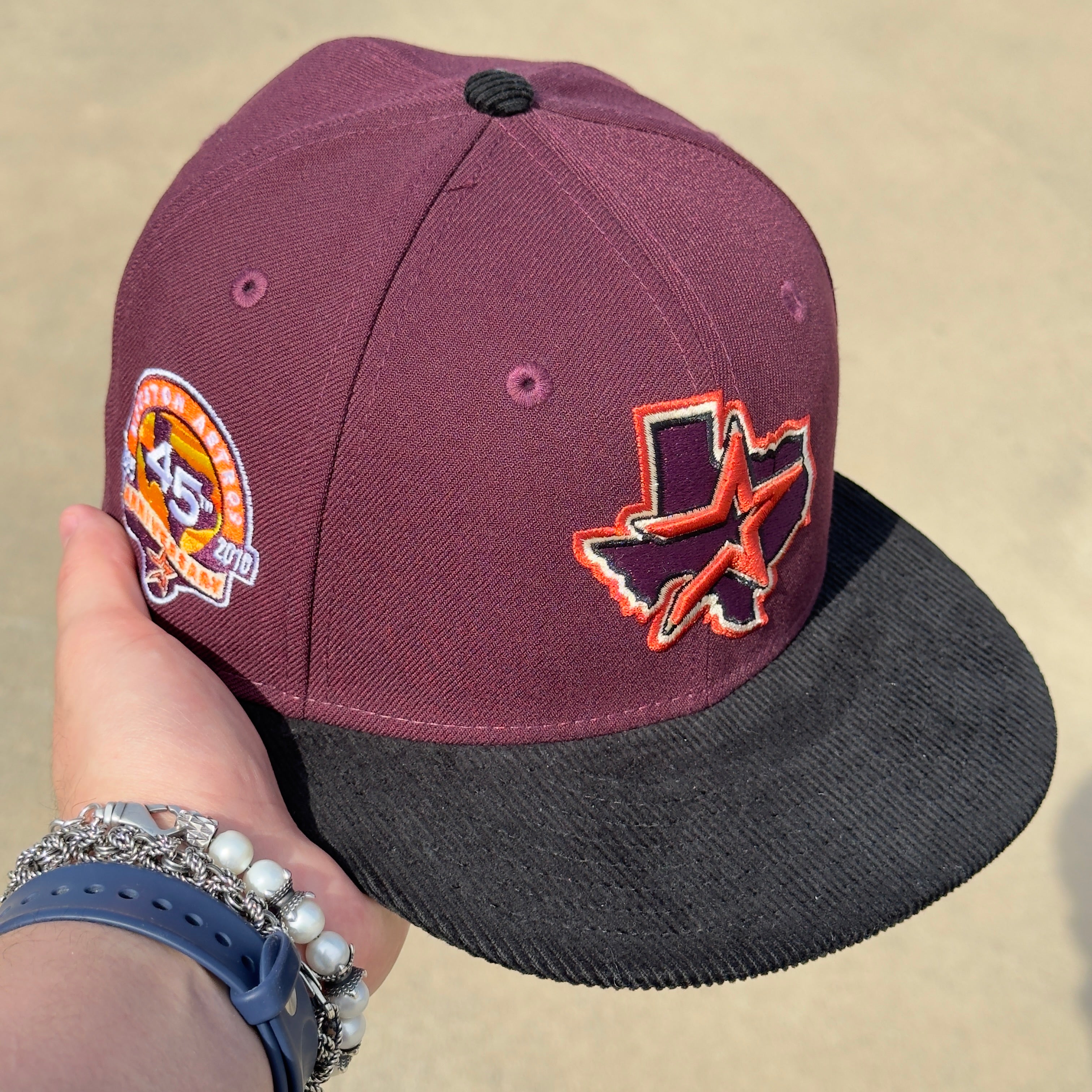 7 1/8 Burgundy Houston Astros 45th Anniversary Corduroy 59fifty New Era Fitted Cap Hat