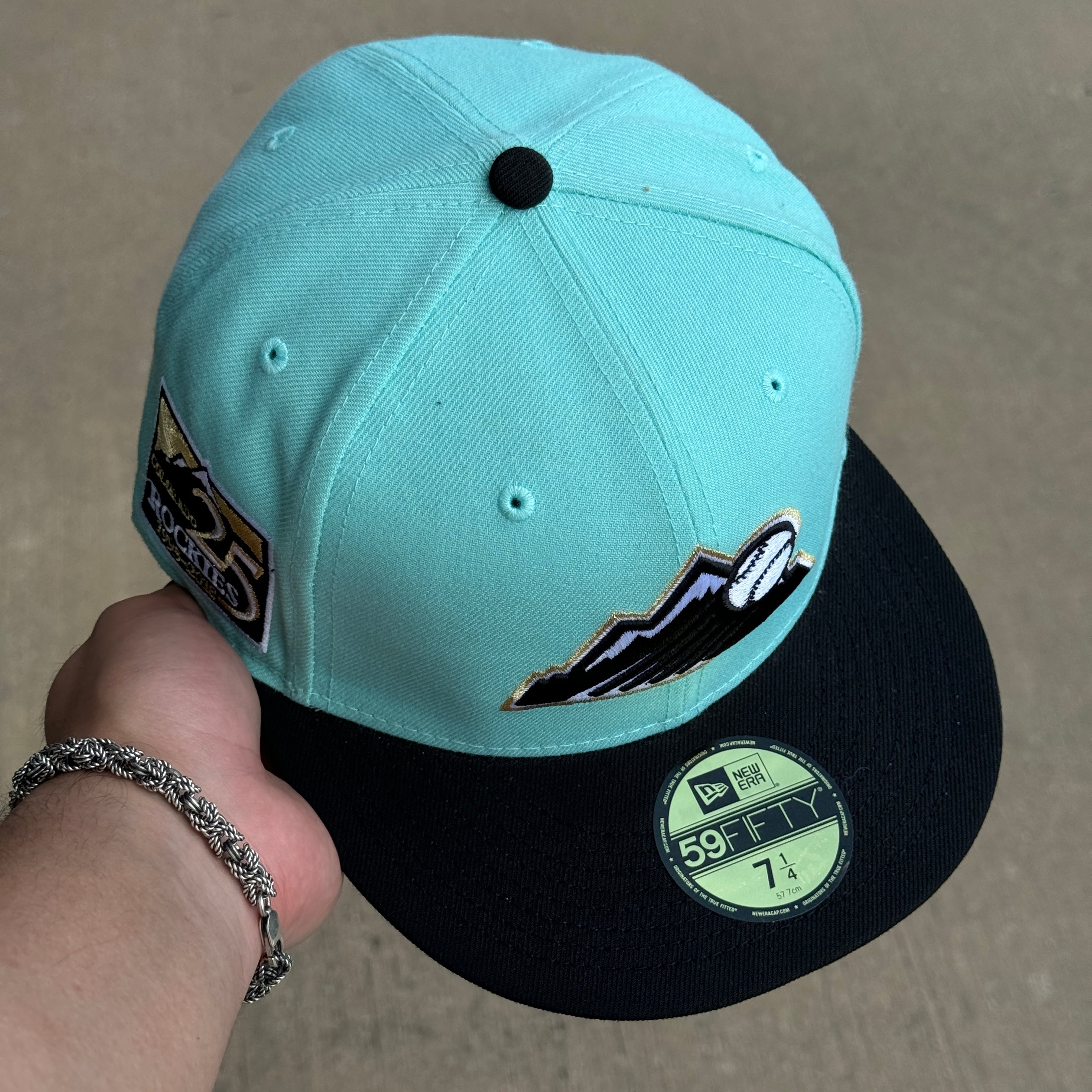 NEW 1/4 Tiffany Blue Colorado Rockies 25th Anniversary 59fifty New Era Fitted Hat Cap