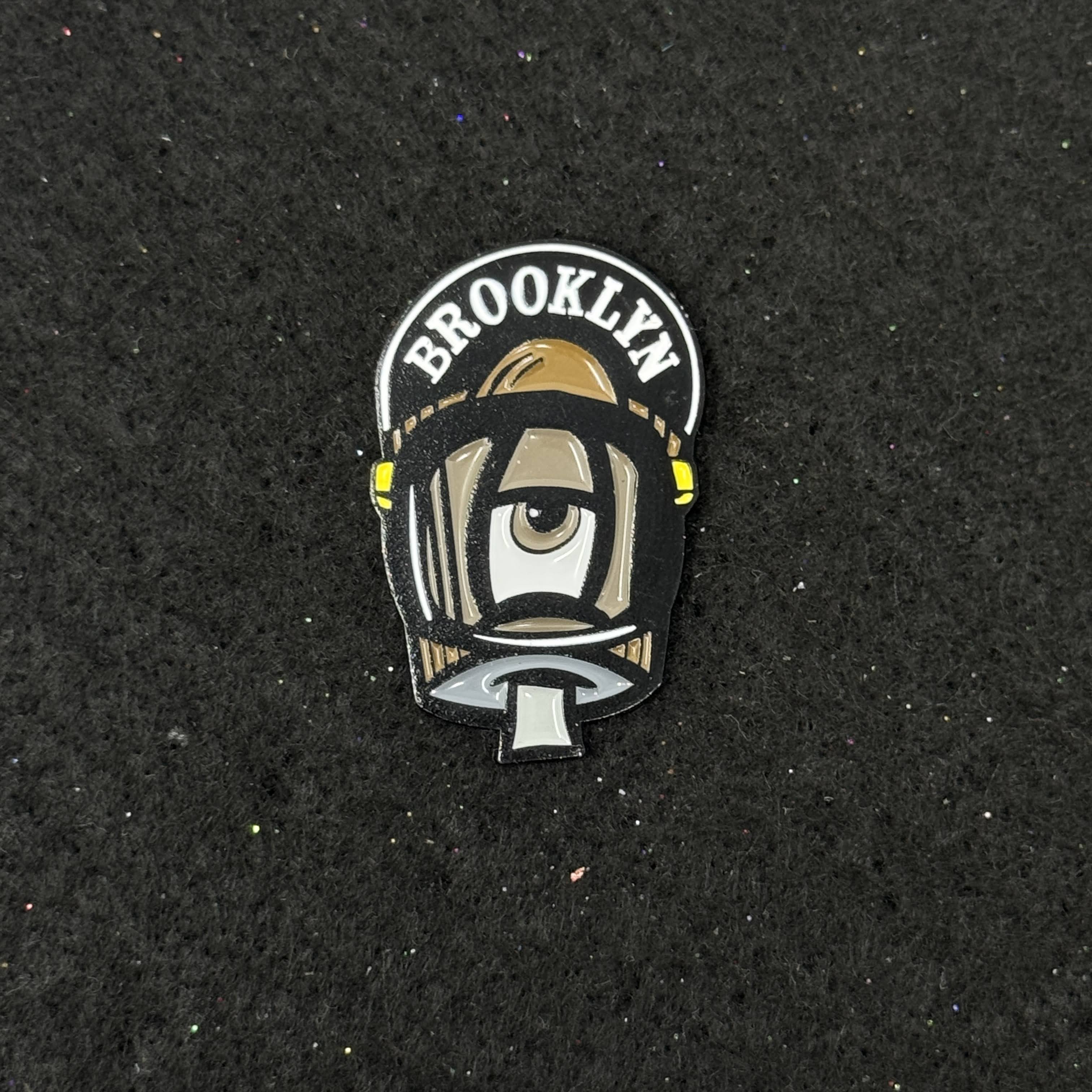 Brown Brooklyn Spray Paint Nozzle Graphic Pin