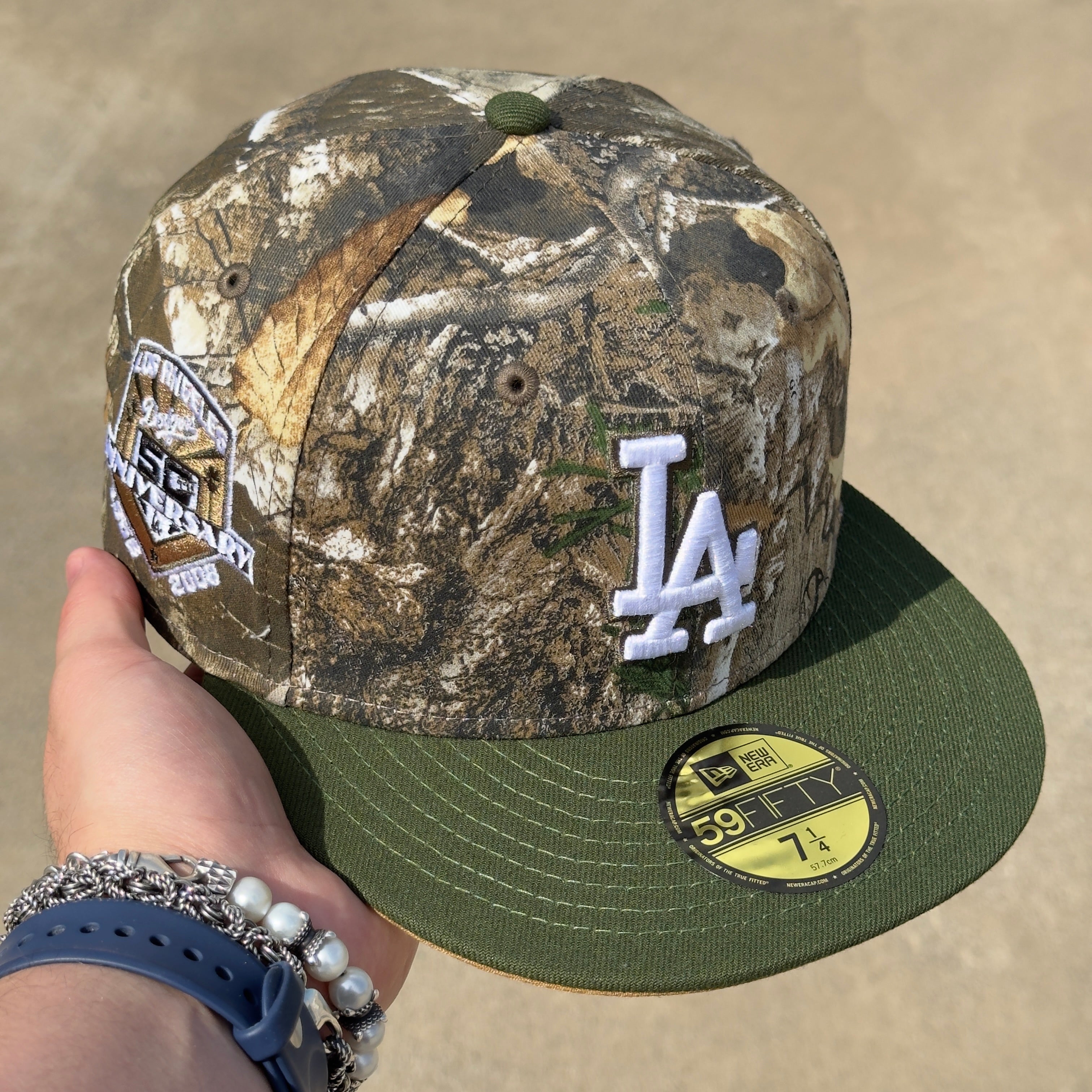 7 1/4 Camo Realtree Los Angeles Dodgers 50th Anniversary 59fifty New Era Fitted Cap