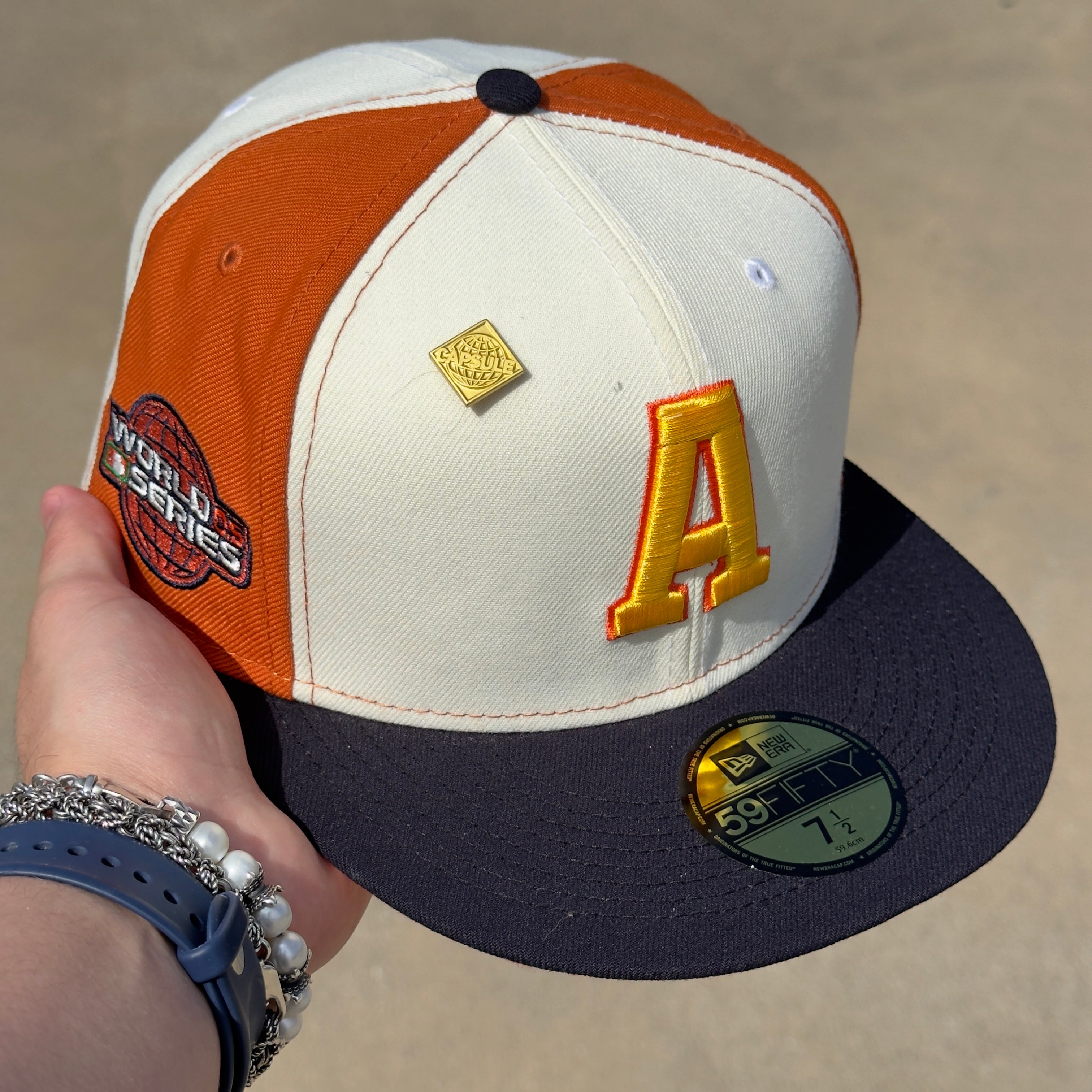 7 1/2 Orange Houston Astros World Series 2005 59fifty New Era Fitted Cap Hat Sun