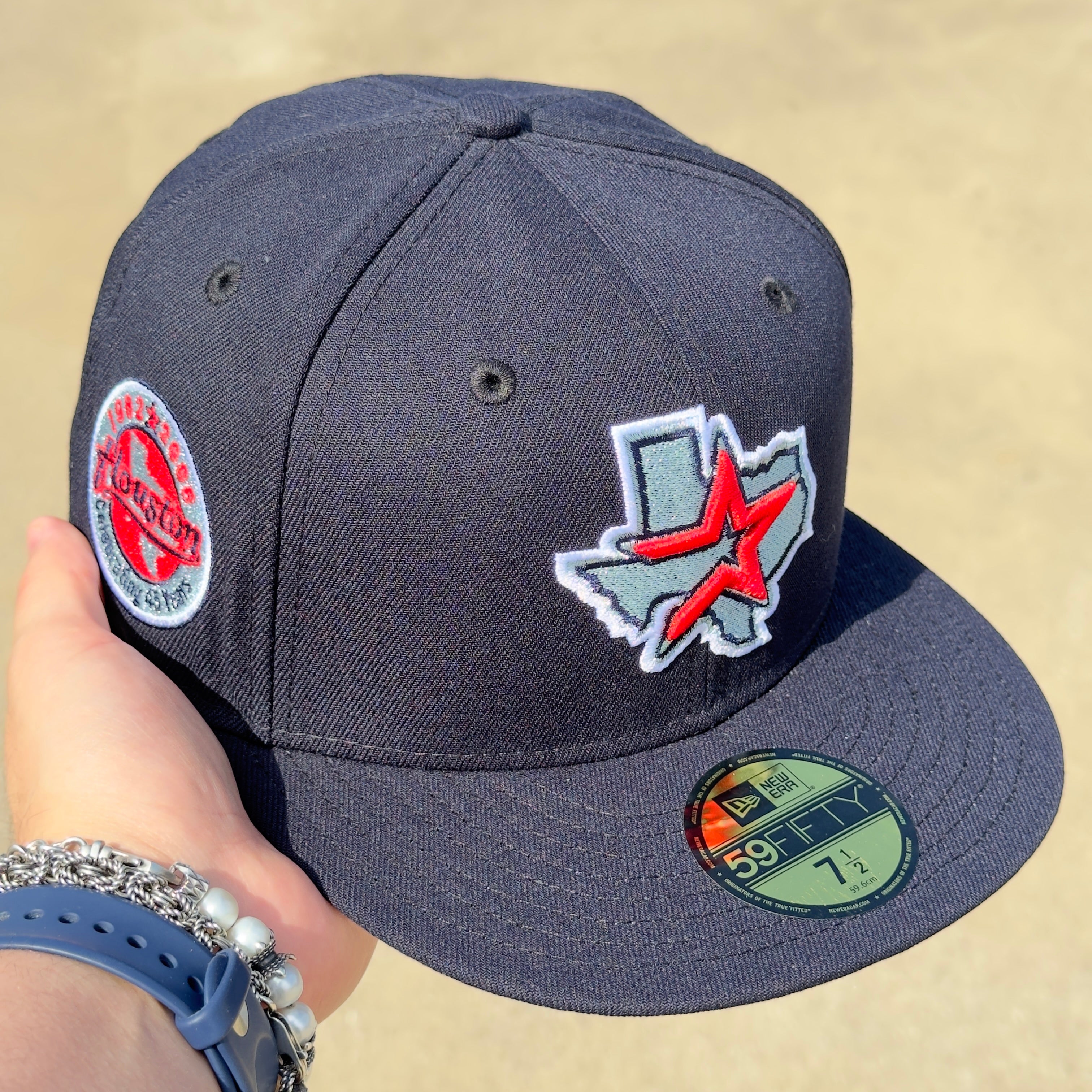 7 1/2 Navy Houston Astros Celebrating 40 Years 59fifty New Era Fitted Cap Hat Sun