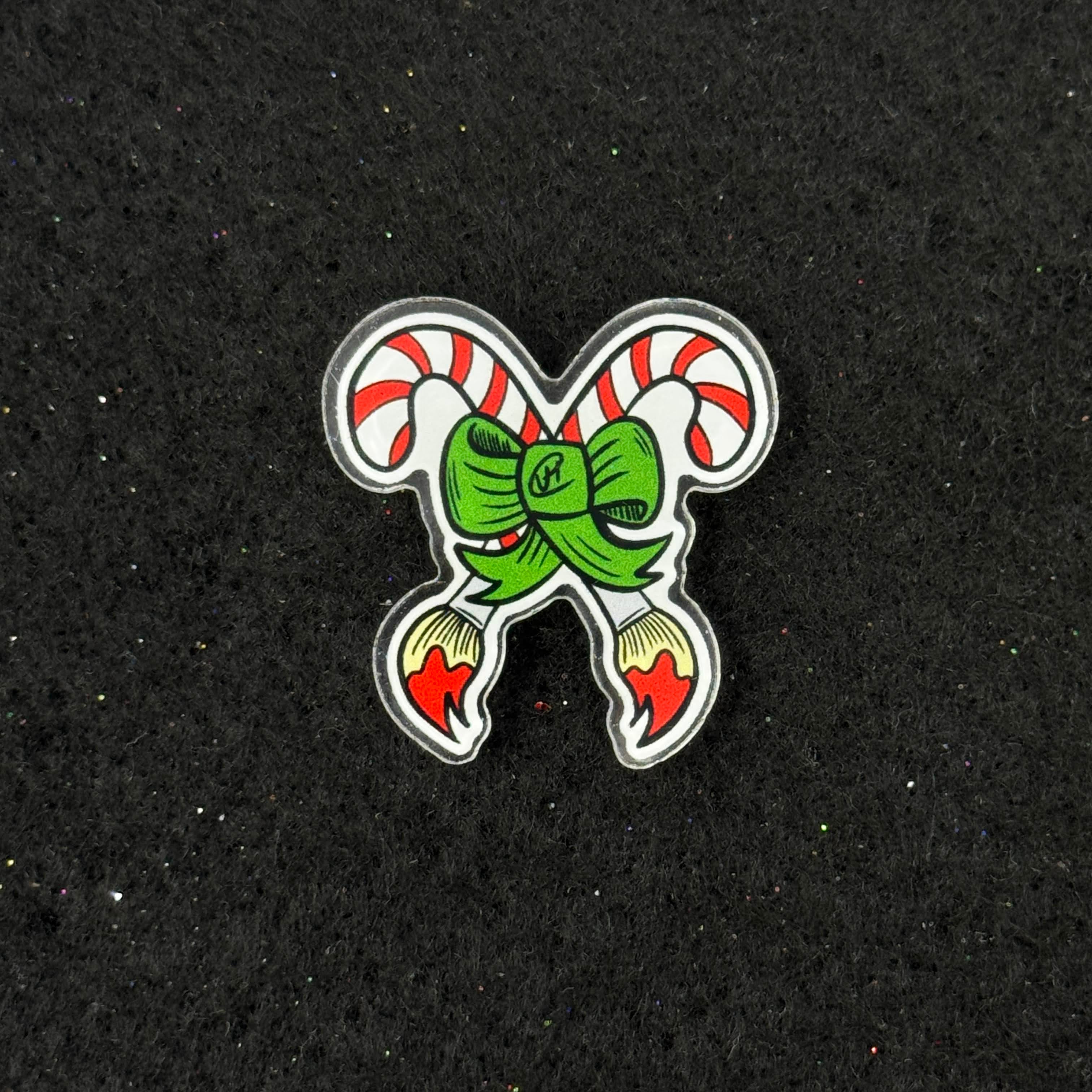 Candy Cane Paint Brushes Acrylic Graphic Pin