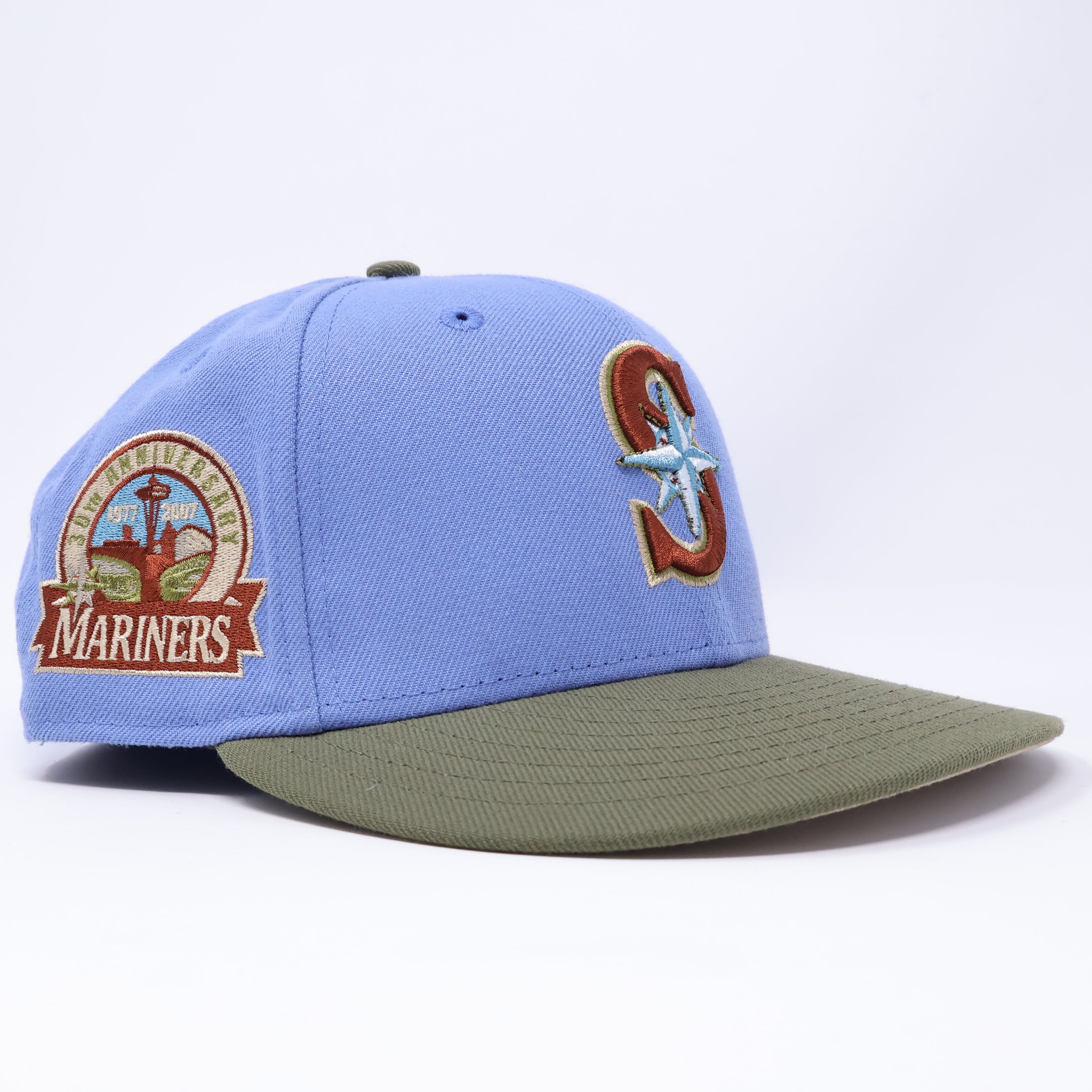 USED 3/4 Blue Seattle Mariners 30th Anniversary 59fifty New Era Fitted Hat Cap